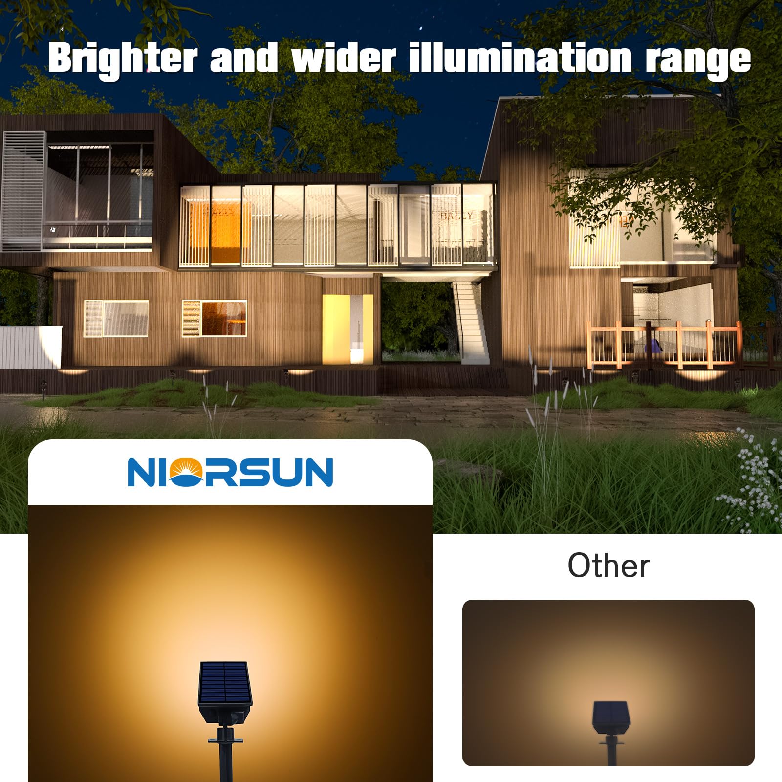 NIORSUN Solar Spot Lights, 23 LEDs, IP67 Waterproof, 3 Lighting Modes, 8 Pack, Warm White, Model TBD60-Warm8