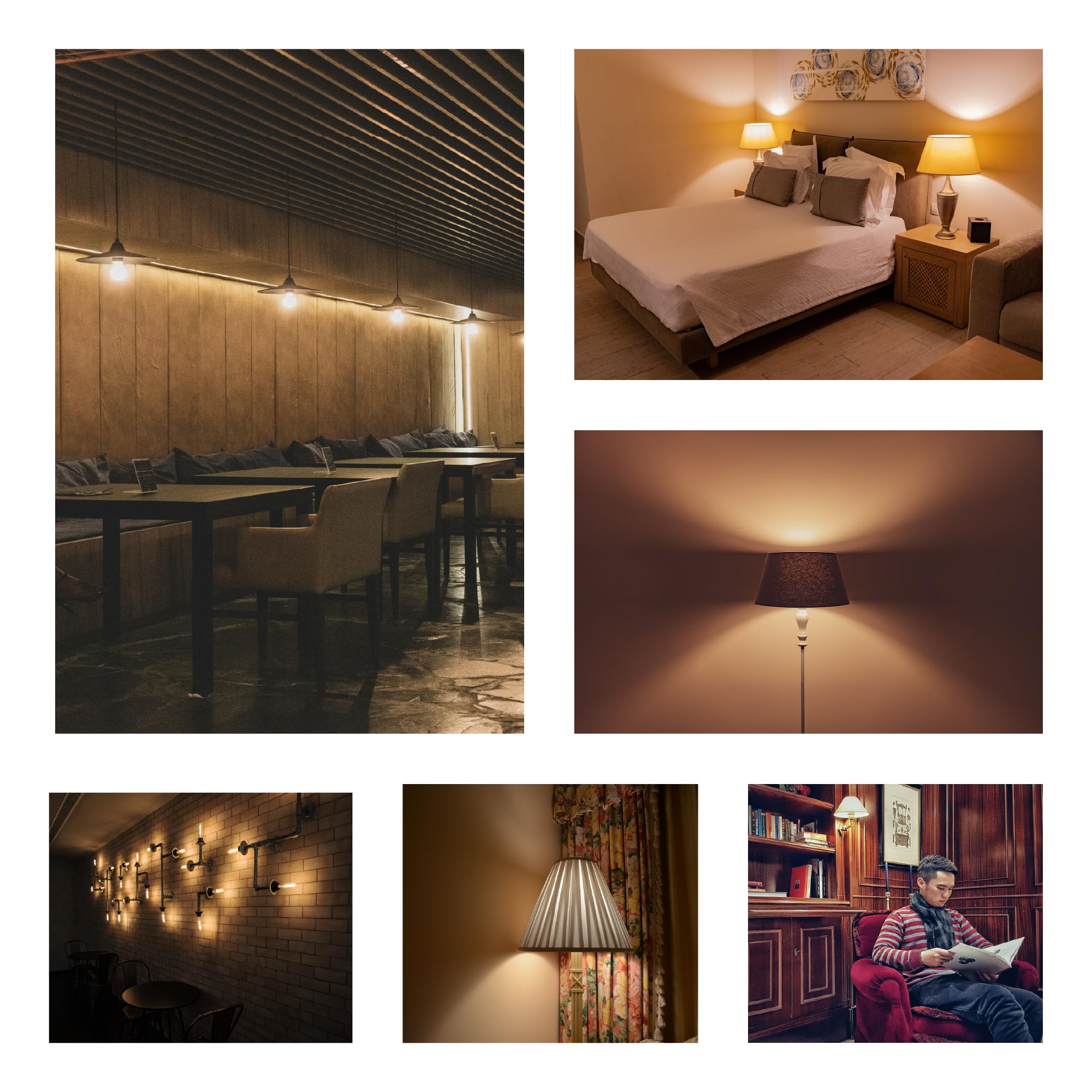 Weyolin T10 LED Bulb 6W (60W Equivalent) Warm White 2700K Glass 7.3 In Dimmable Edison Light Bulb for Pendant, Sconces