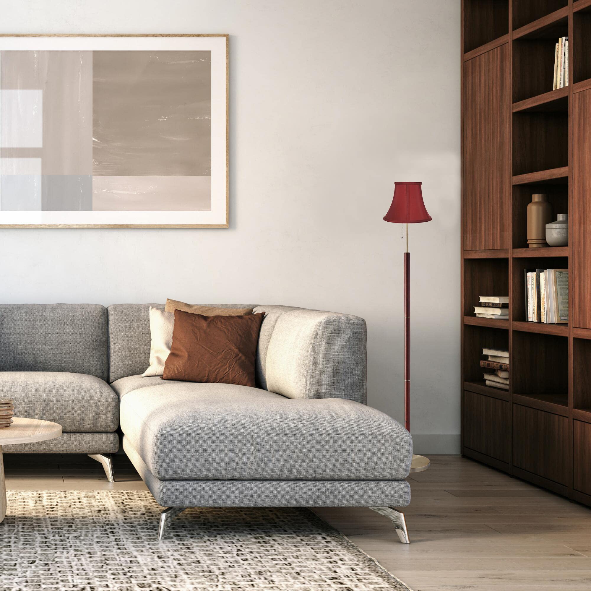 Urbanest Softback Bell Lampshade, Faux Silk, 5"x9"x7", Burgundy, Spider-fitter