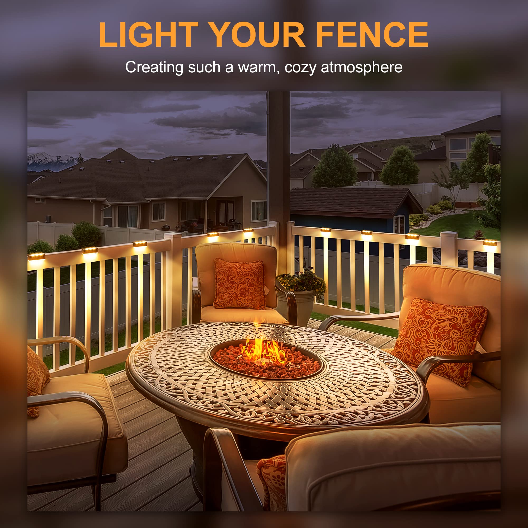 SOLPEX Solar Fence Lights, 6 LEDs Waterproof Outdoor Lighting, 16 Pack, Warm White, Model 8545, Brown