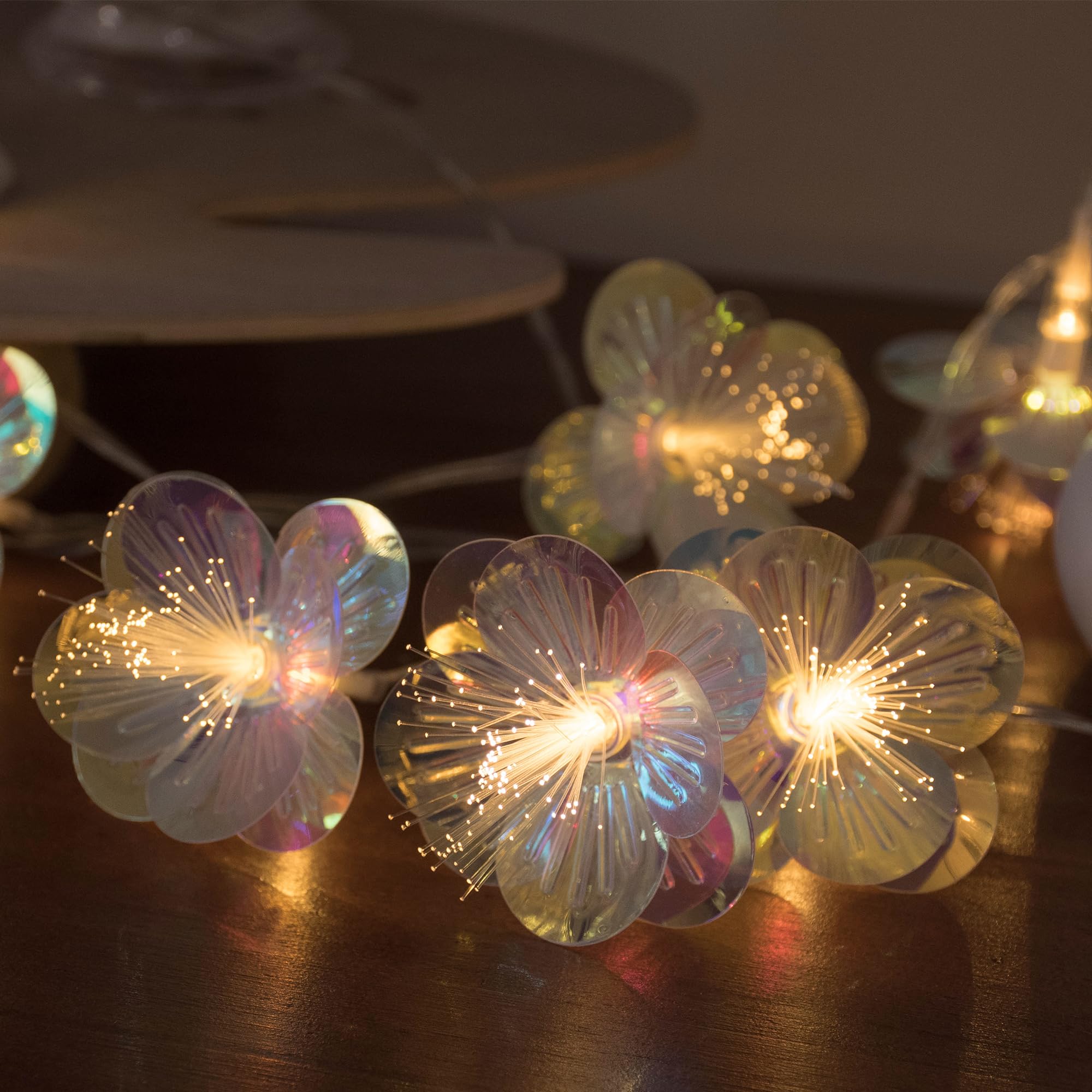 YOLIGHT Fiber Optic Flower String Lights Battery Operated with Timer, 6.5ft 10 LED Flower Garland Lights Fairy Lights for Room T