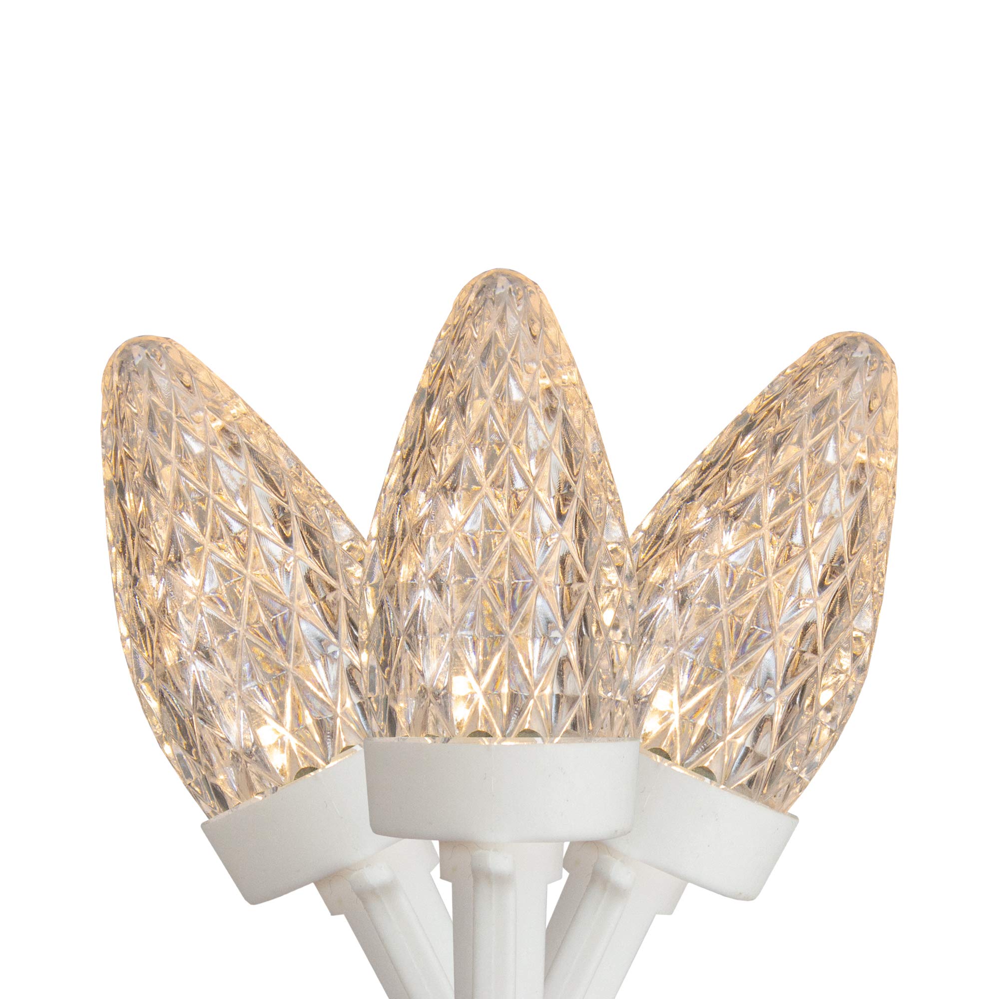 LED C7 Faceted Christmas Lights - Warm White - 20.25 White Wire - 50ct