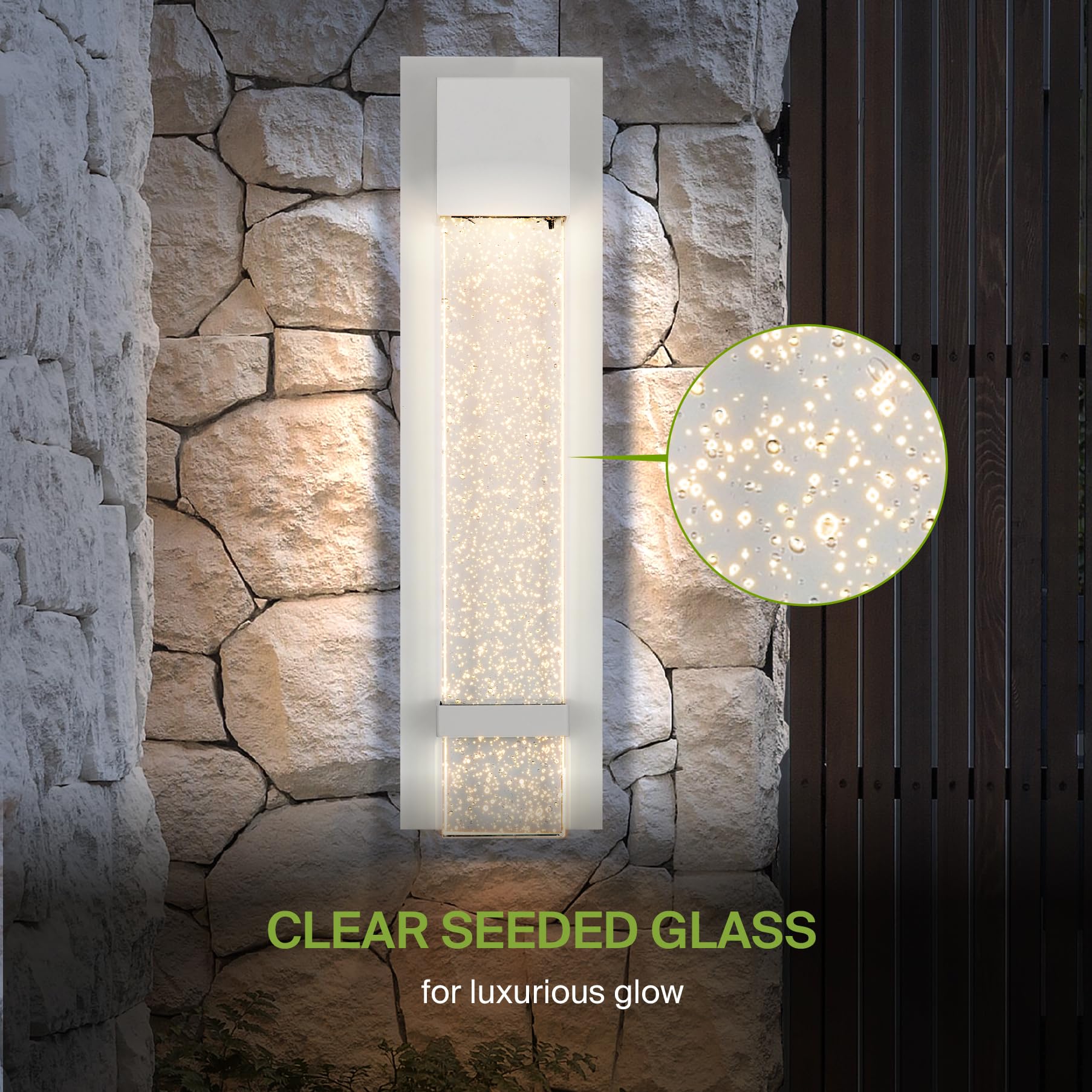 Asd Led 18 Inch Bubble Glass Wall Light Fixture | 12W 500Lm 3000K-5000K 120V | 3Cct, Waterproof, Dimmable, Etl Listed | Exterior
