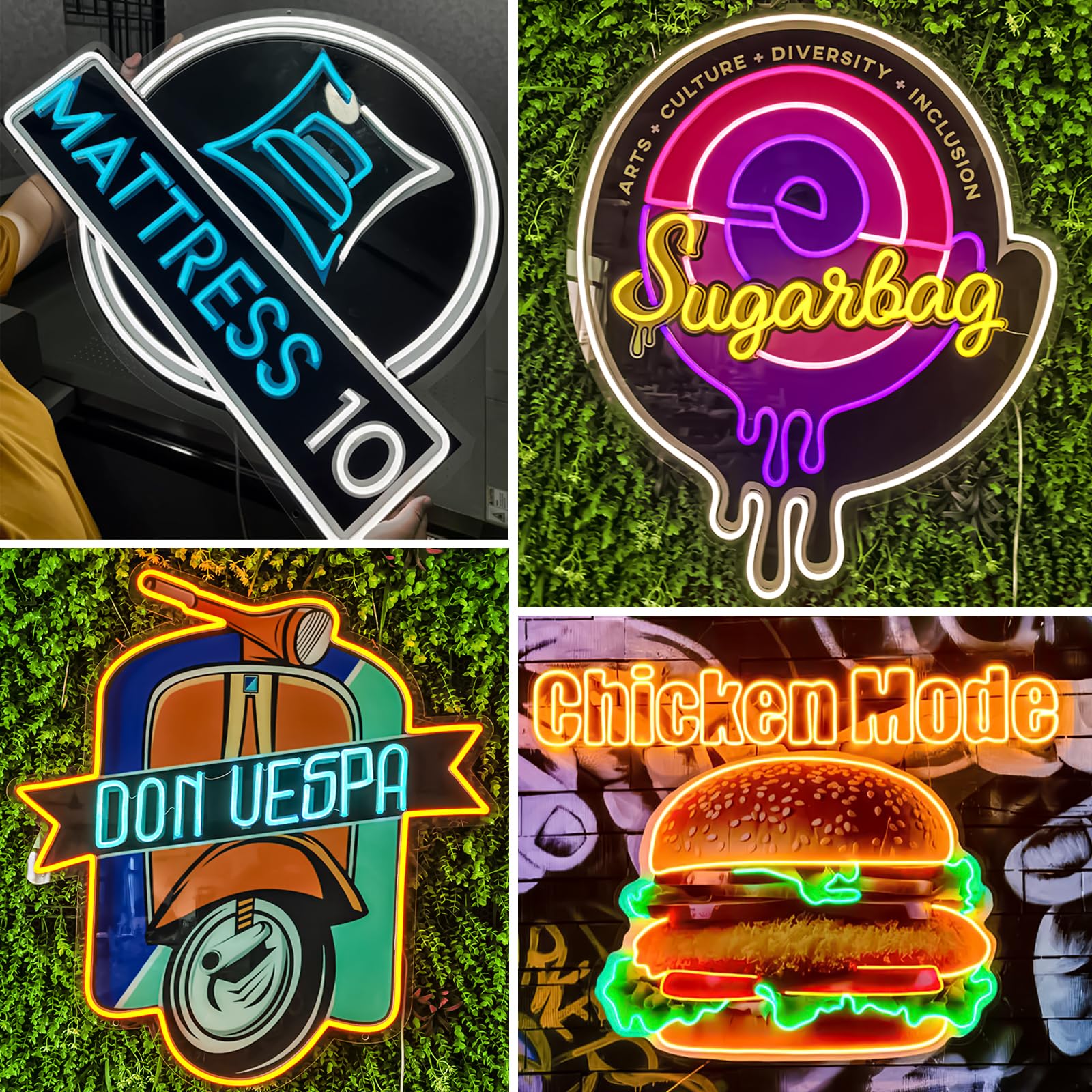CIONAOR Custom Neon Sign - Personalized LED Light Up Name Sign - 8MM Thick Acrylic - 13 Colors - Image Logo Custom