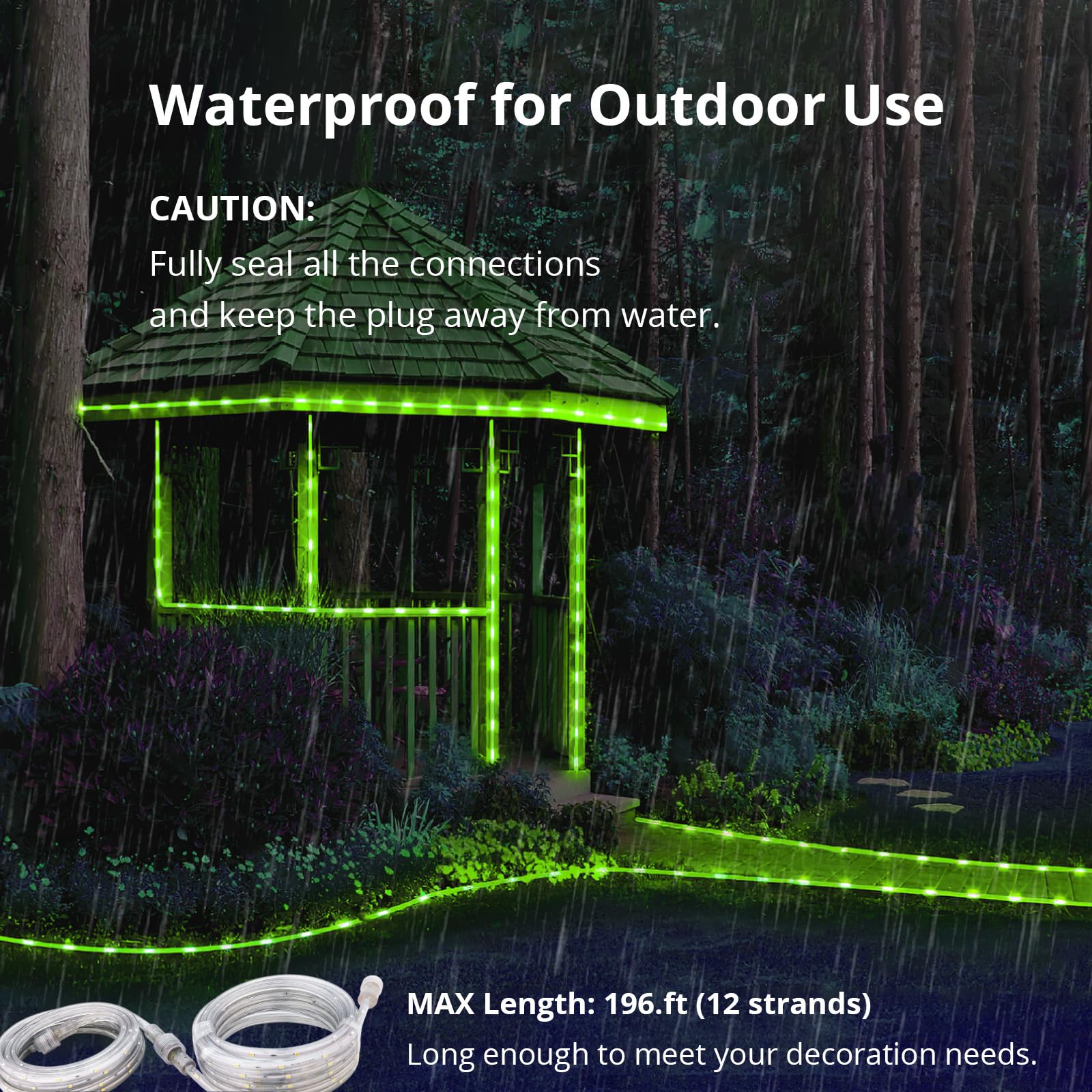 Areful LED Rope Lights 33ft Green Flexible Strip Light Waterproof for Home Garden Party Decoration