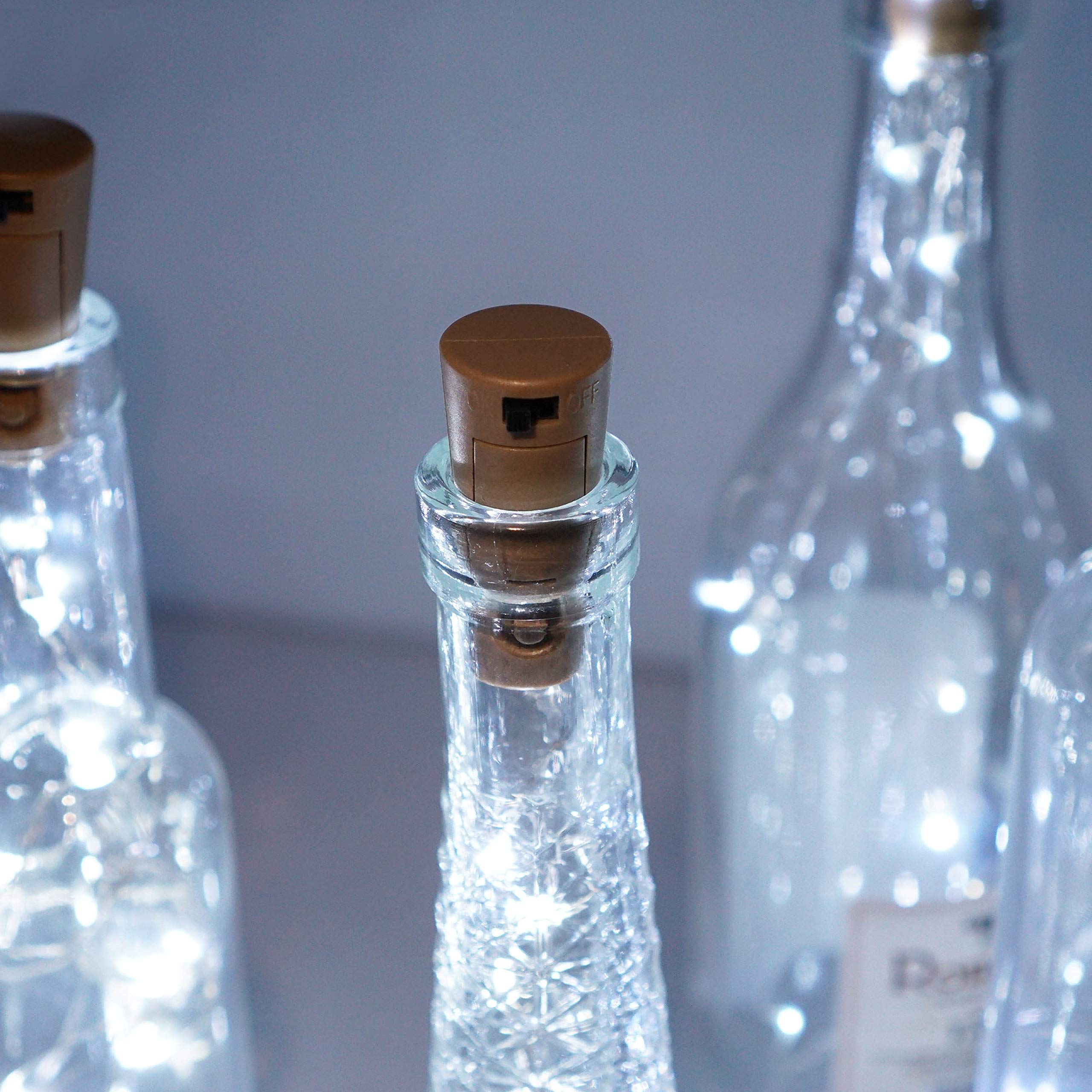 LoveNite Wine Bottle Lights - 20 LED Cork Shape Fairy String Lights, Battery Operated, Cool White, Perfect for DIY Decor and Events