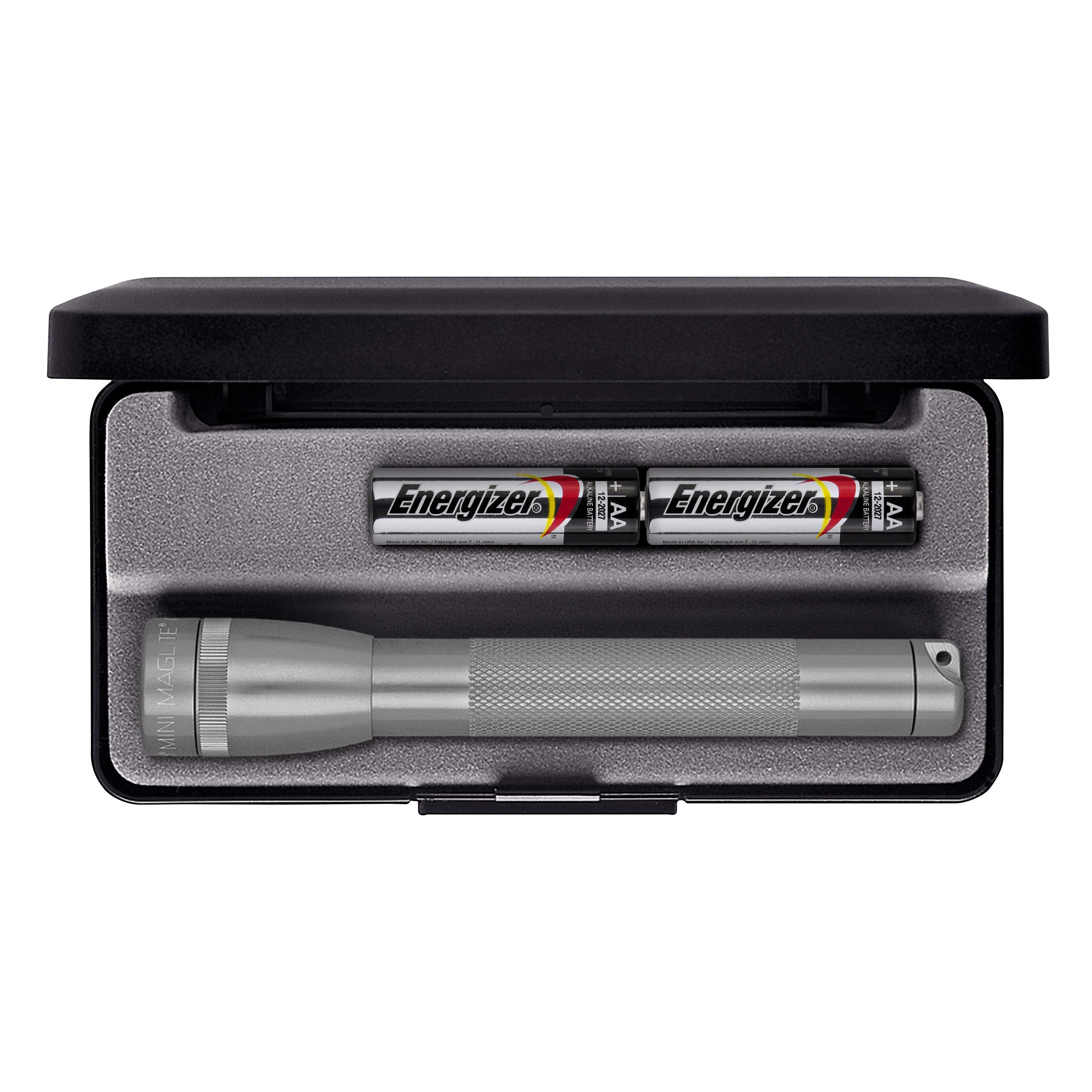 Maglite Mini Incandescent 2-Cell Aa Flashlight In Presentation Box, Gray