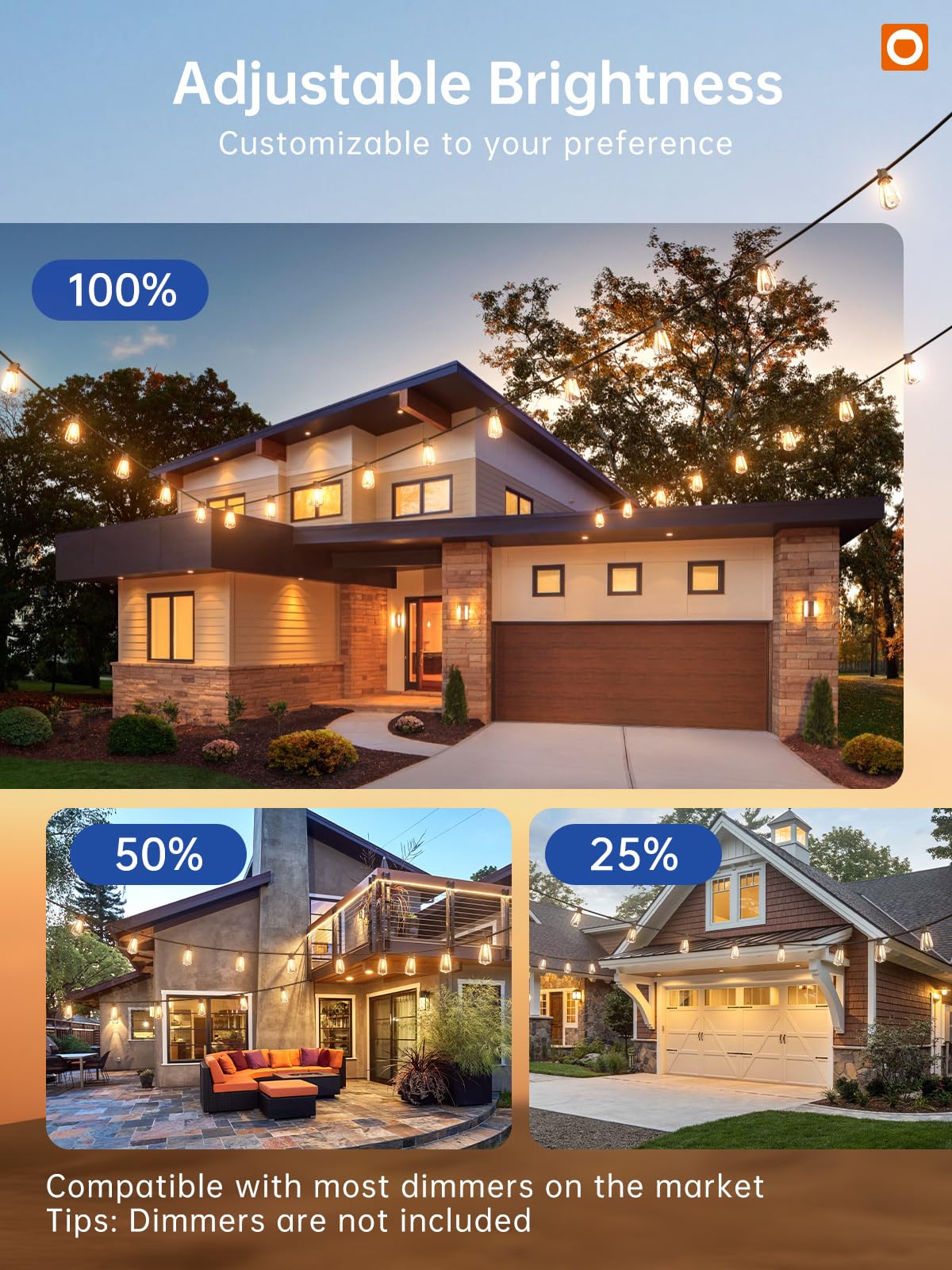 Addlon 50Ft Led Outdoor String Lights With 27 Shatterproof St38 Bulbs, Vintage Edison Style Patio Lights, Connectable & Waterpro