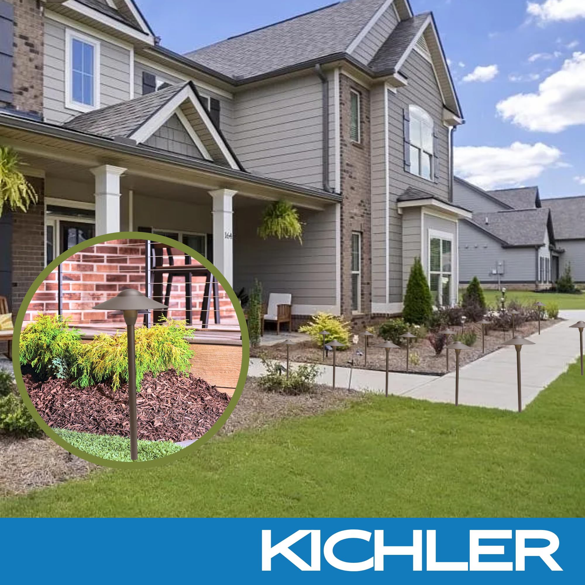 Kicher Landscape Path Lighting Fixture 15310Azt, 16.25 W,12 Volt,8.25'' W X 21'' H X 8.25'' L, T5 Wedge Architectural Bronze,Sid