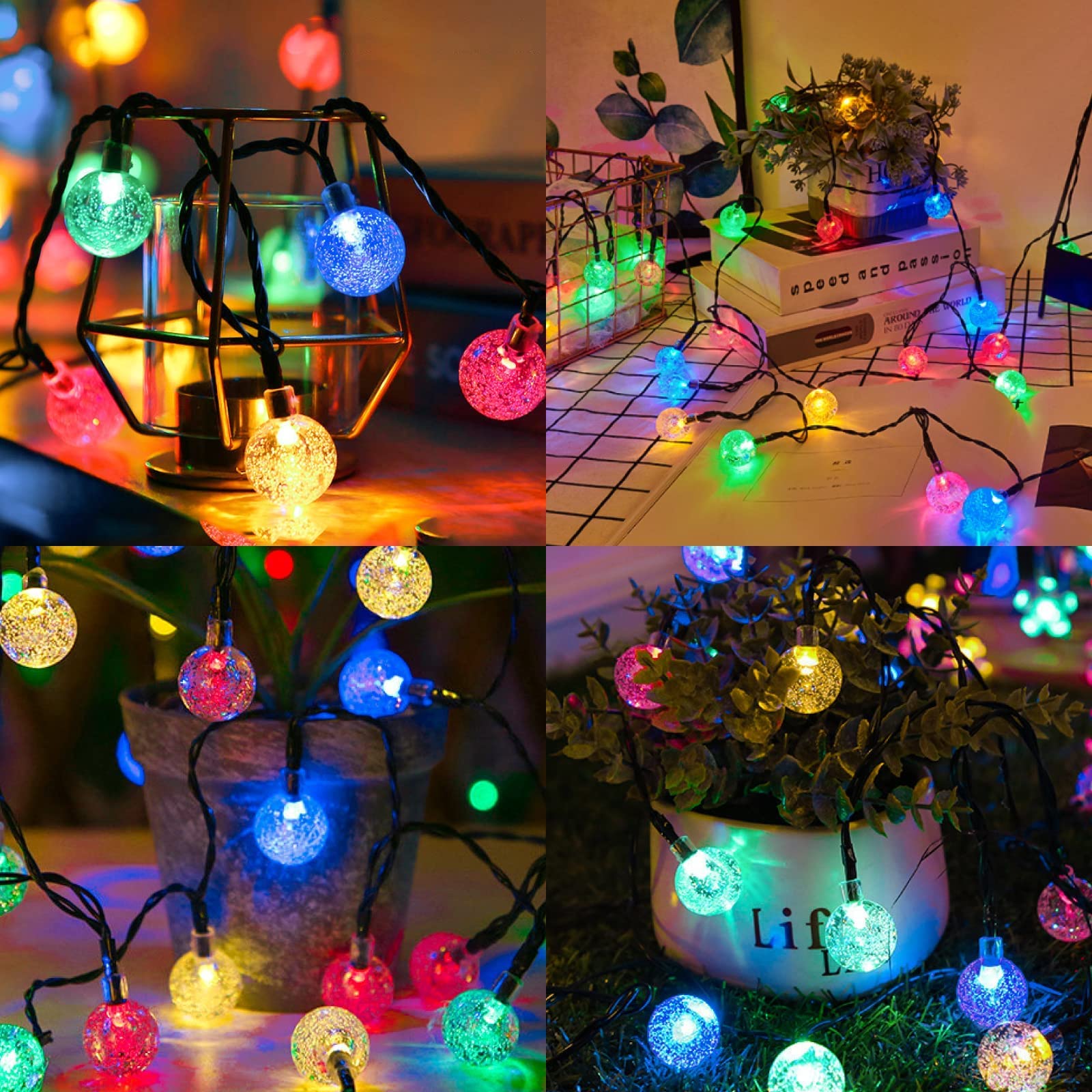 Suddus Solar Lights For Outside, 2-Pack 60 Led Solar Multi Color Globe Lights Outdoor Waterproof, Solar Lights For Tree, Camping