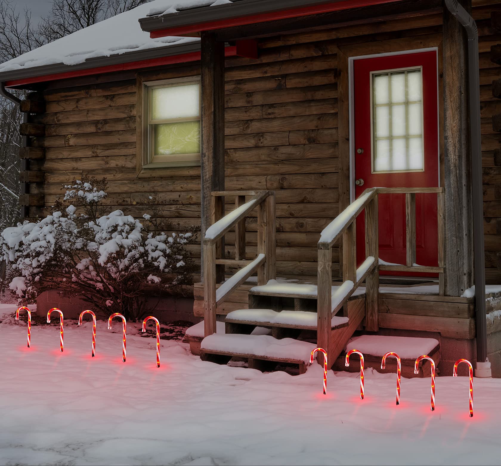 Christmas Candy Cane Lights Outdoor Pathway,12 Inch Candy Cane Driveway Makers Set Of 5 Lighted Candy Canes, Candy Cane Sidewalk