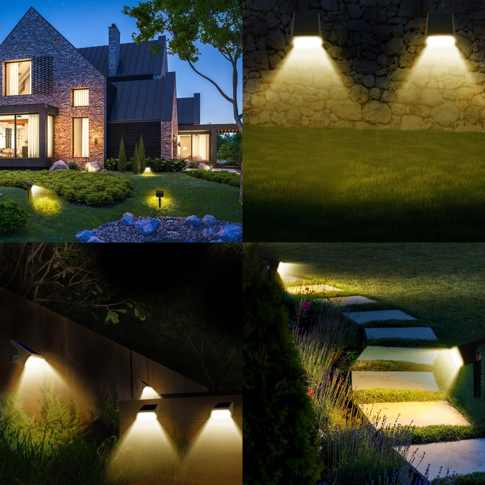 Sjuedeng 8 Pack Solar Spotlights, 64 Leds Waterproof Landscape Lights, Warm White, 3 Modes