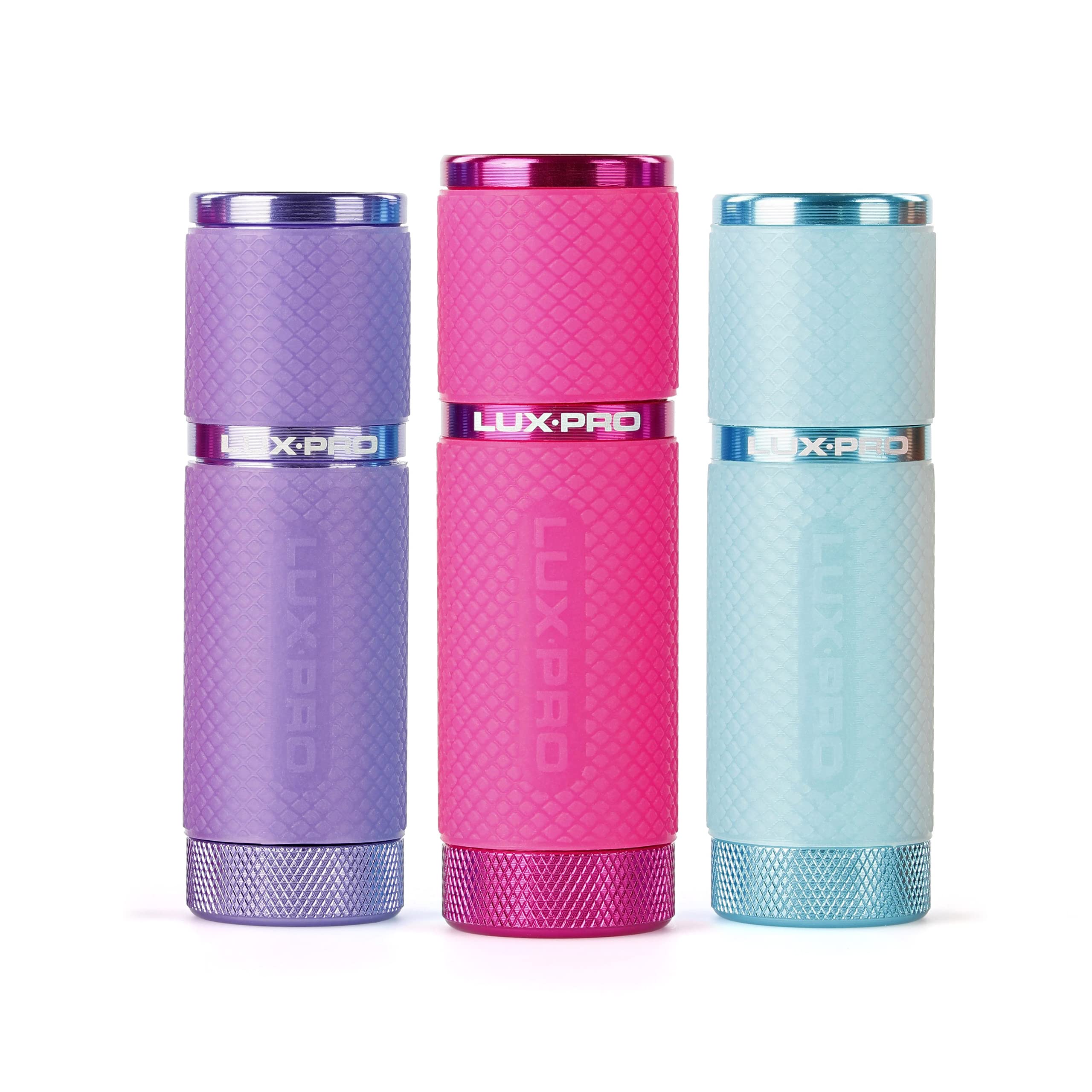 LUXPRO LED Flashlight, Glow in the Dark, Aluminum, 9 Lights, Pink, Purple, Teal