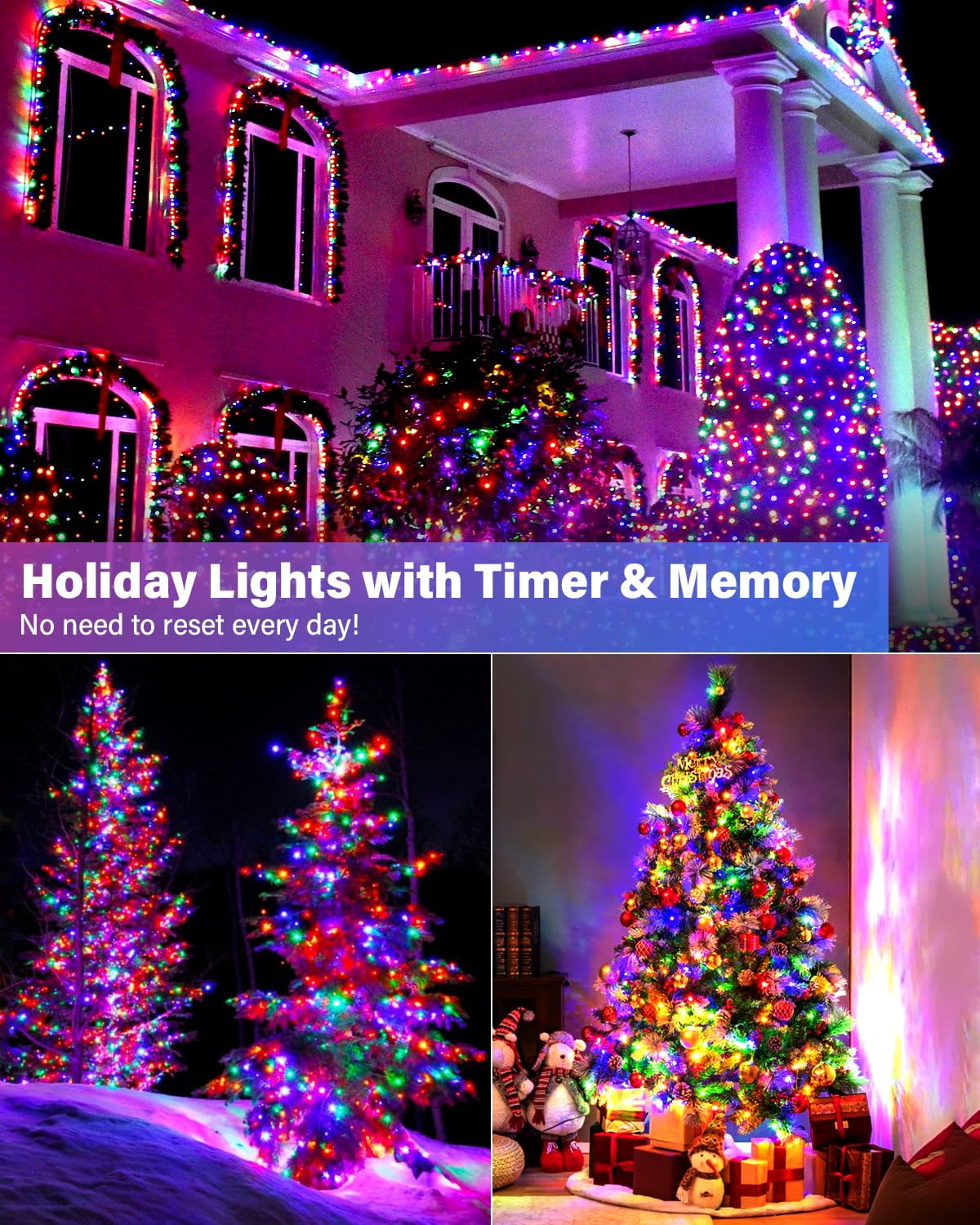 264Ft 800Led Smart Outdoor Christmas Lights, Dynamic Diy Color Changing Christmas String Lights App Remote Control, Group Contro