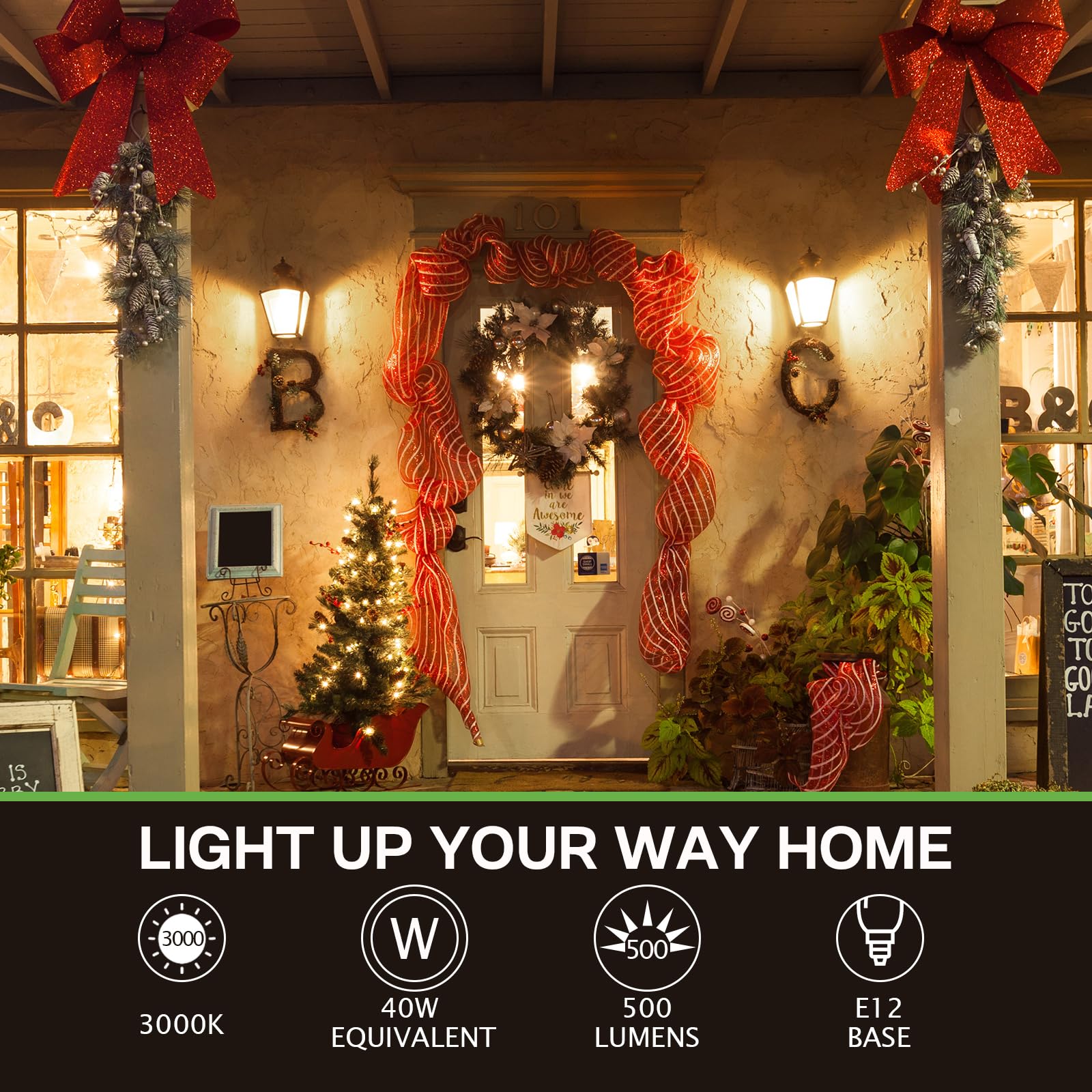 Eastiya Dusk to Dawn 5W Equivalent Candelabra B11 LED Bulbs, 3000K Warm White, E12 Base, Auto On/Off, 10 Pack