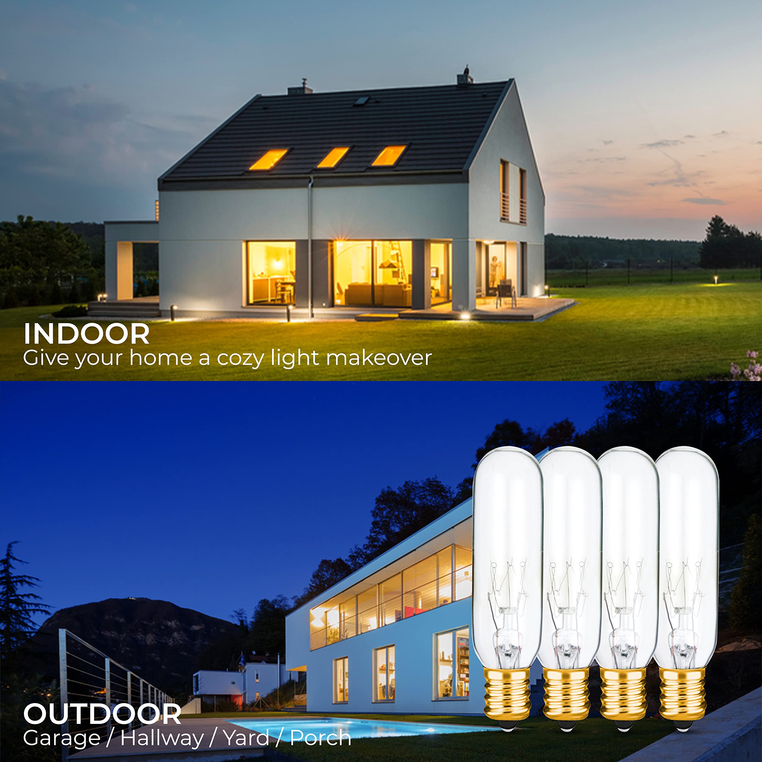 Ohbulbs 12 Pack - T6 Tubular Light Bulb - Clear 25 Watt - E12 Candelabra Base Dimmable - Warm White Light 180 Lumens E12 Candelabra Base