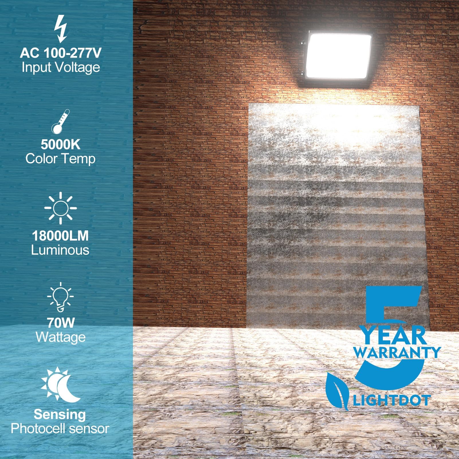 Lightdot 6Pack 70W Led Wall Pack Lights  100-277V Dusk To Dawn With Photocell  10500Lm 5000K Daylight Ip65 Waterproof Wall Mount Outdoor Security Lighting Fixture  Energy Saving(Height:10~15Ft)