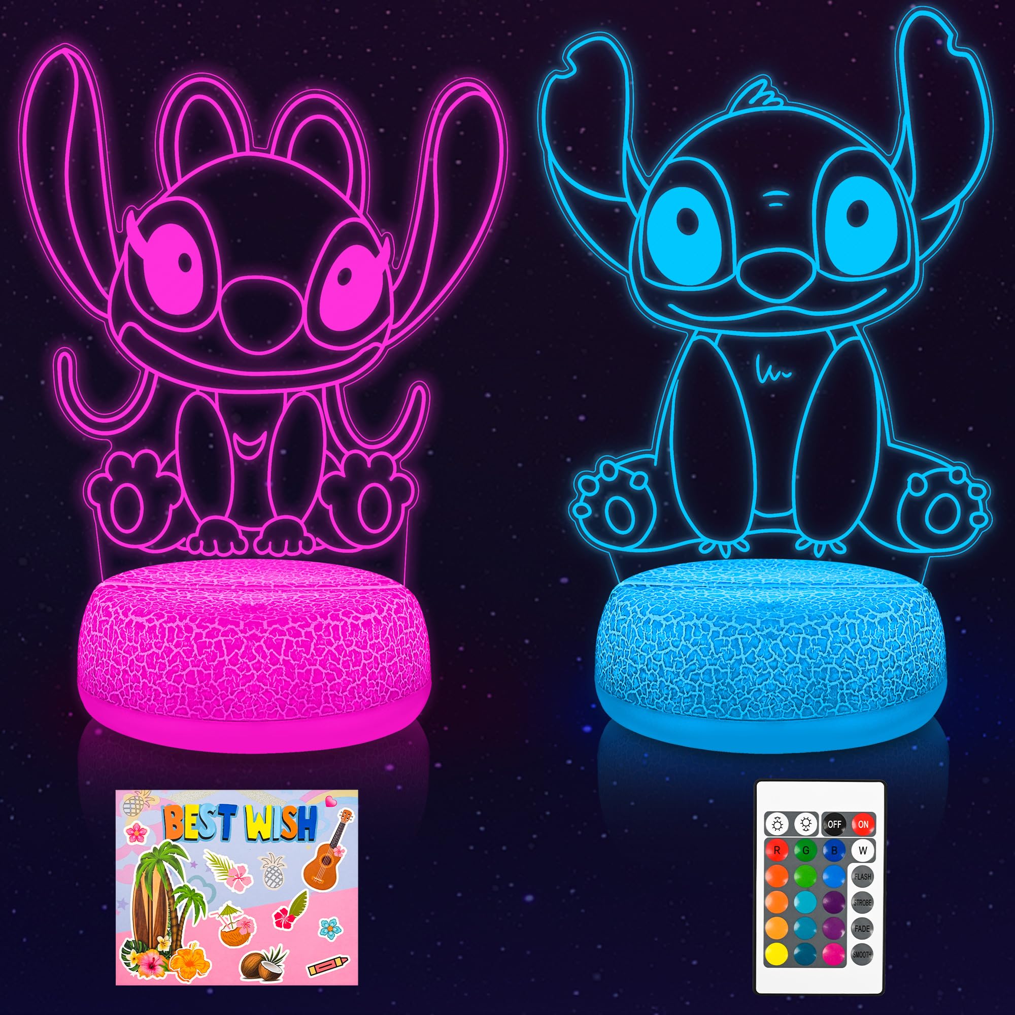 S SUNINESS 3D Angel Stuff Lamp,16 Colors Gifts for Girls Boys Bedroom,Cool LED Night Light Room Decor Christmas Birthday Gifts f