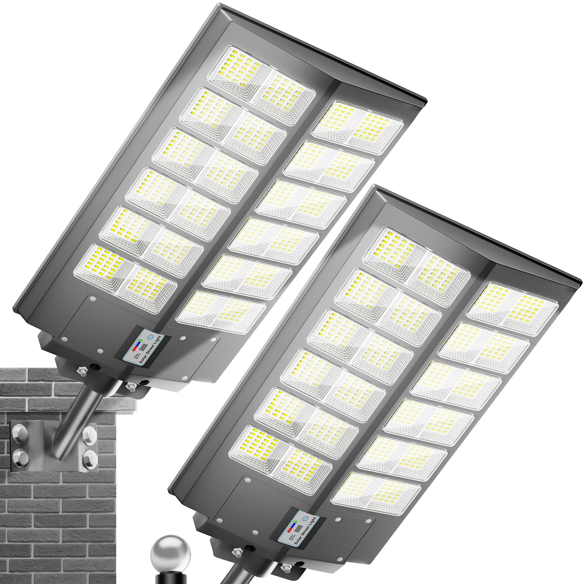 loyoele 9000W Solar Street Lights Outdoor 120000LM  Commercial Parking Lot Light 7000K  Solar Flood Outdoor Lights IP67 Waterproof with Motion Sensor for Road Garden  Basketball Courts