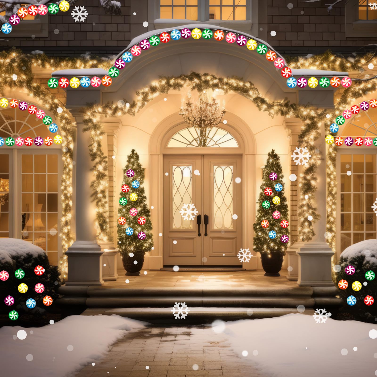 Gejoy 11 FT Christmas Candy Cane String Lights, 21 LED Battery Operated, 7 Colors, Indoor/Outdoor Decoration