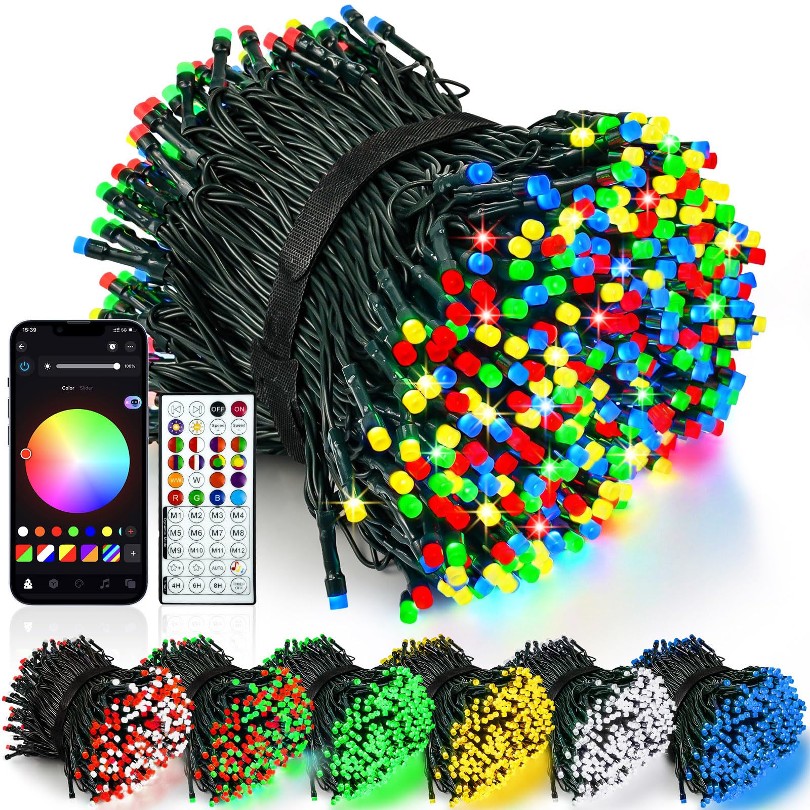 Smart Color Changing Christmas Lights With Remote & App 208Ft 600 Led Rgb Dimmable Christmas String Lights  Waterproof Fairy Twinkle Light For Indoor Outdoor Xmas Tree Wedding Holiday Decorations