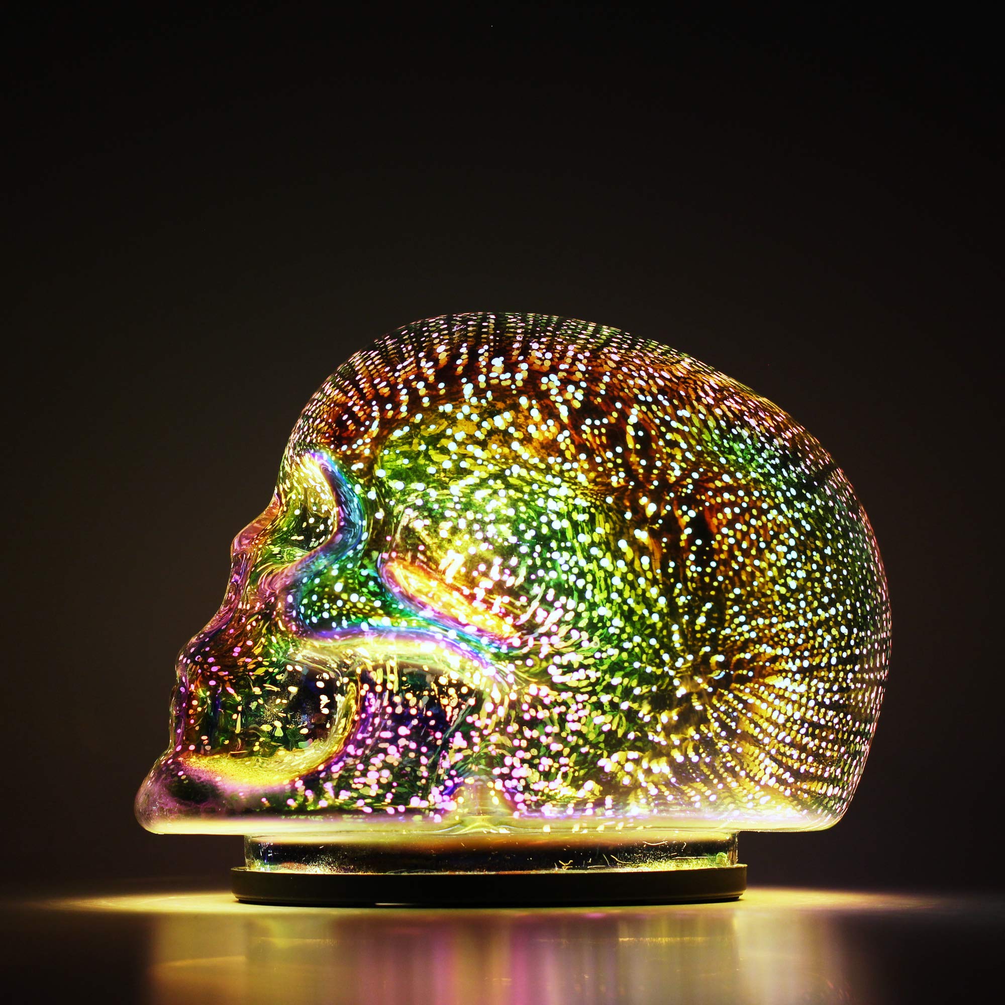 Tradeopia LED Skull Table Lamp - Multicolor, Requires 3 AAA Batteries, Ideal for Room & Desk Decor, Halloween Accent