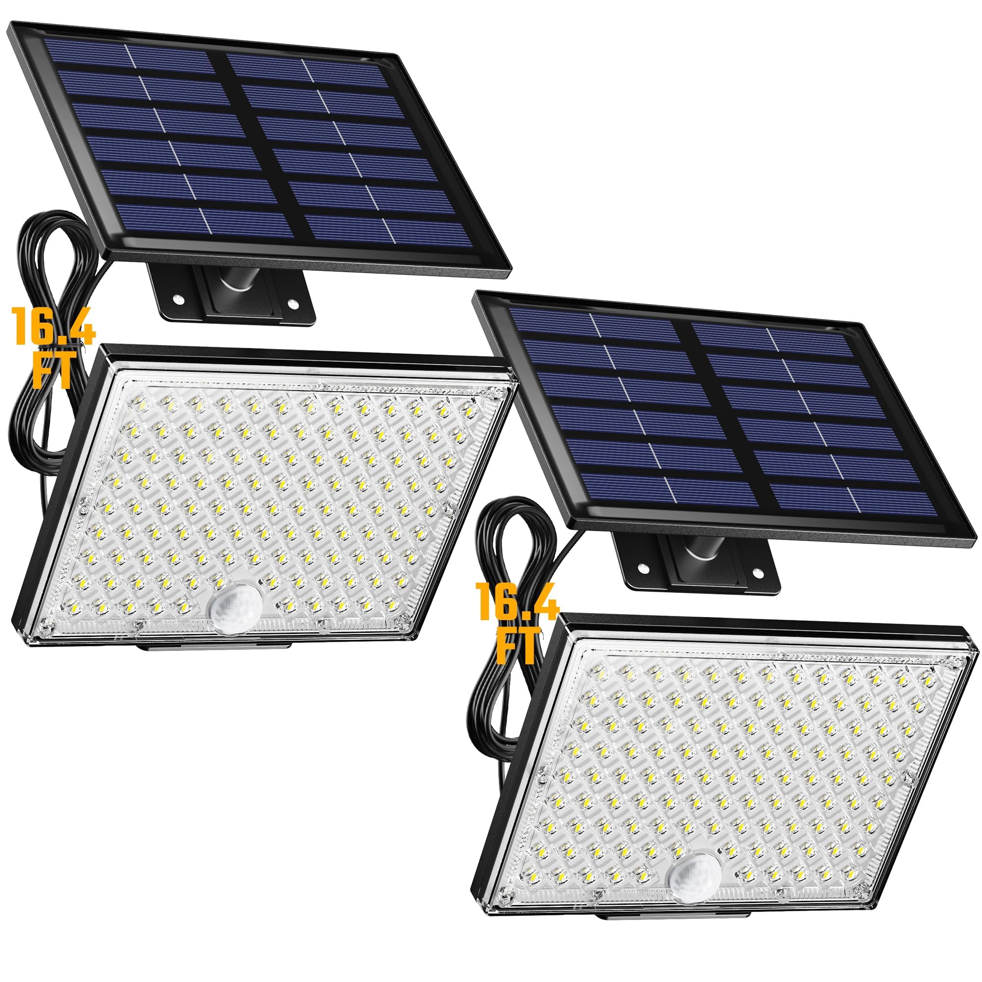 SUPERDANNY Solar Outside Lights with 113 Bright LEDs 7000K, Motion Sensor Outdoor Flood Lights Dusk to Dawn with 16ft Cable IP65