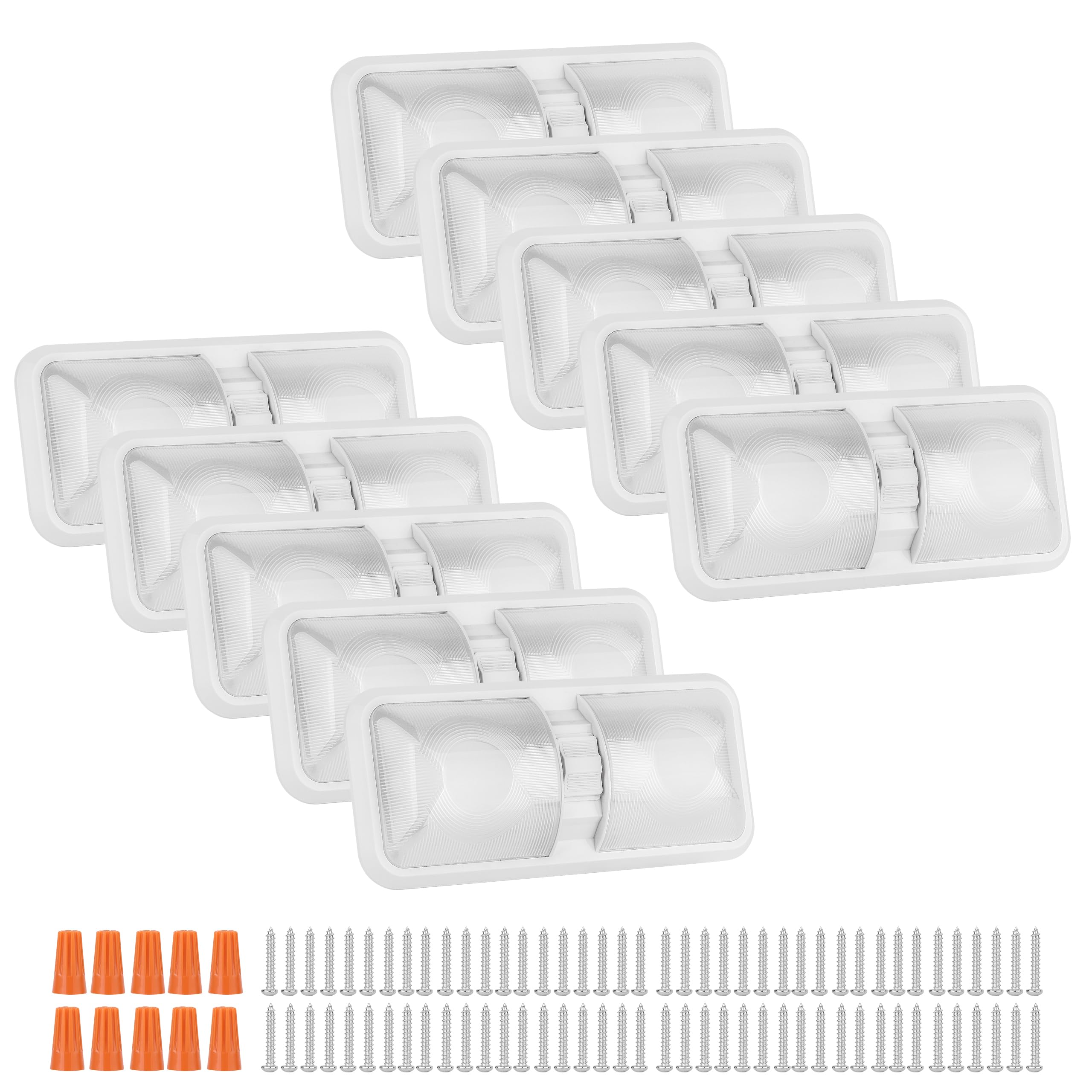 Rvzone 12V Led Rv Ceiling 1100 Lumen Double Dome Light | Frosted Rv Interior Lighting Fixture For Rv Trailer Camper Truck Van Boat Car (10 Pack Natural White 4000-4500K)