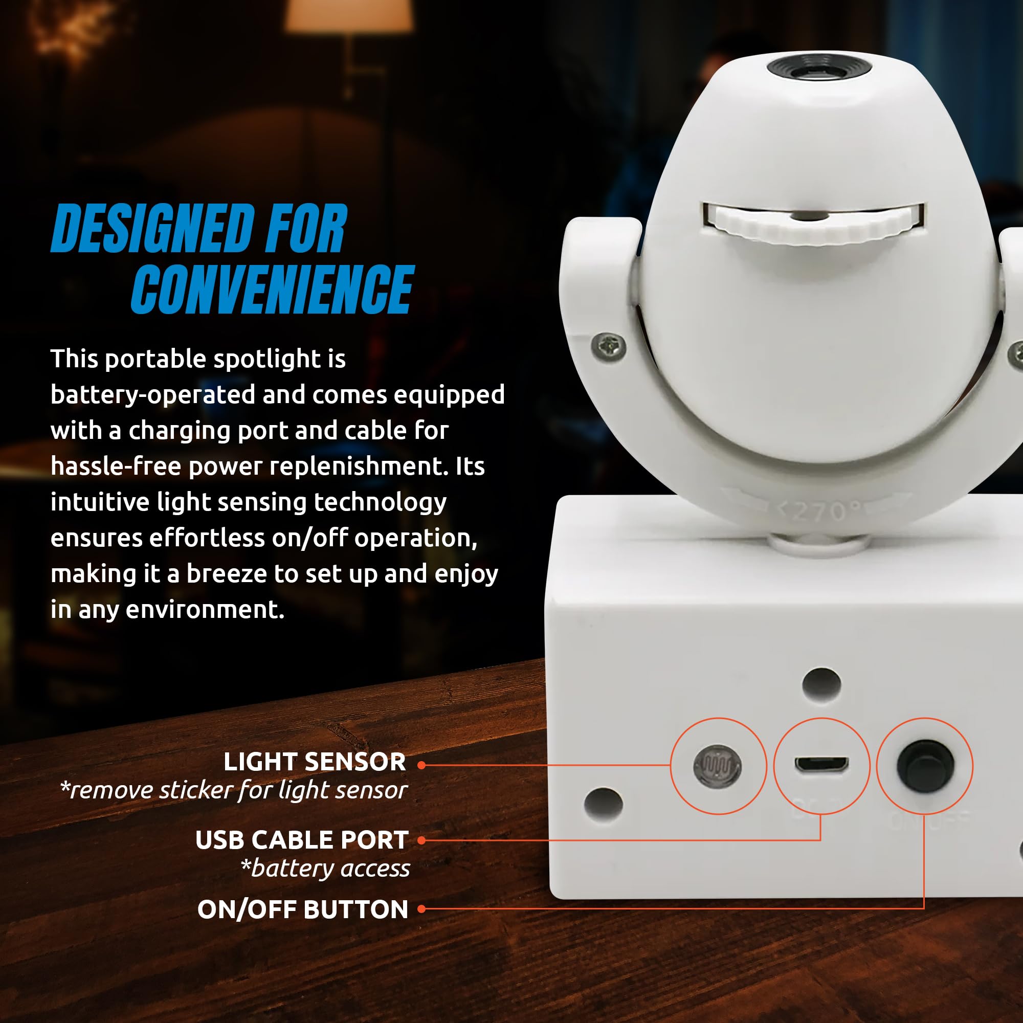 Sporticulture Nfl Carolina Panthers Adjustable Led Spotlight Projector - Portable & Rechargeable