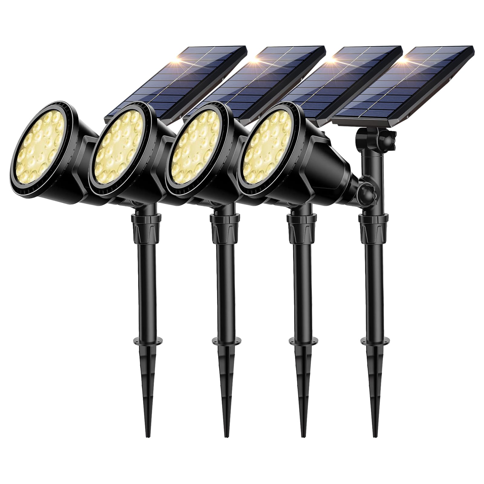 ROSHWEY Solar Garden Lights, 600LM Waterproof Spot Lights, 4 Pack, Warm White, ABS/PC, Model DS-18
