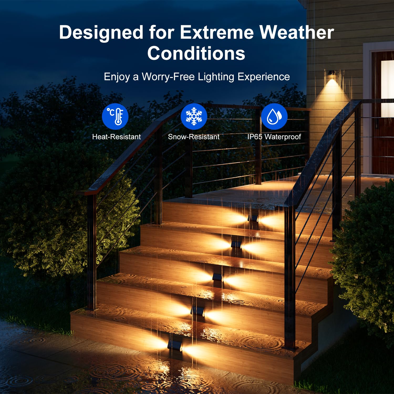 6 Pack Solar Powered Step Lights Outdoor Waterproof Led For Deck Stair Safety Outside Decorative Lamp For Yard, Patio, Porch Rai