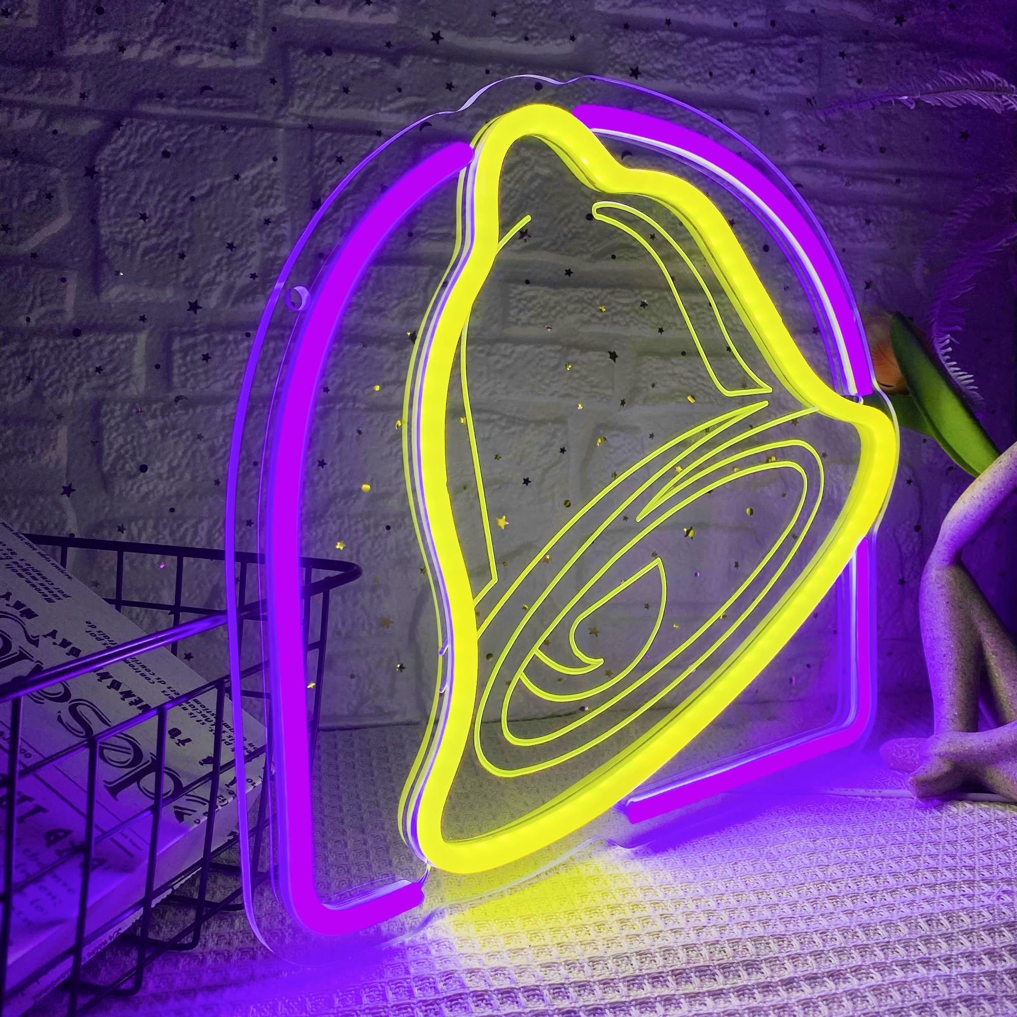 Gippro Taco Neon Sign - Dimmable Wall Decor, USB Powered, 13.3x11.4in, Yellow for Kitchen, Coffee Shop, Mexican Restaurant