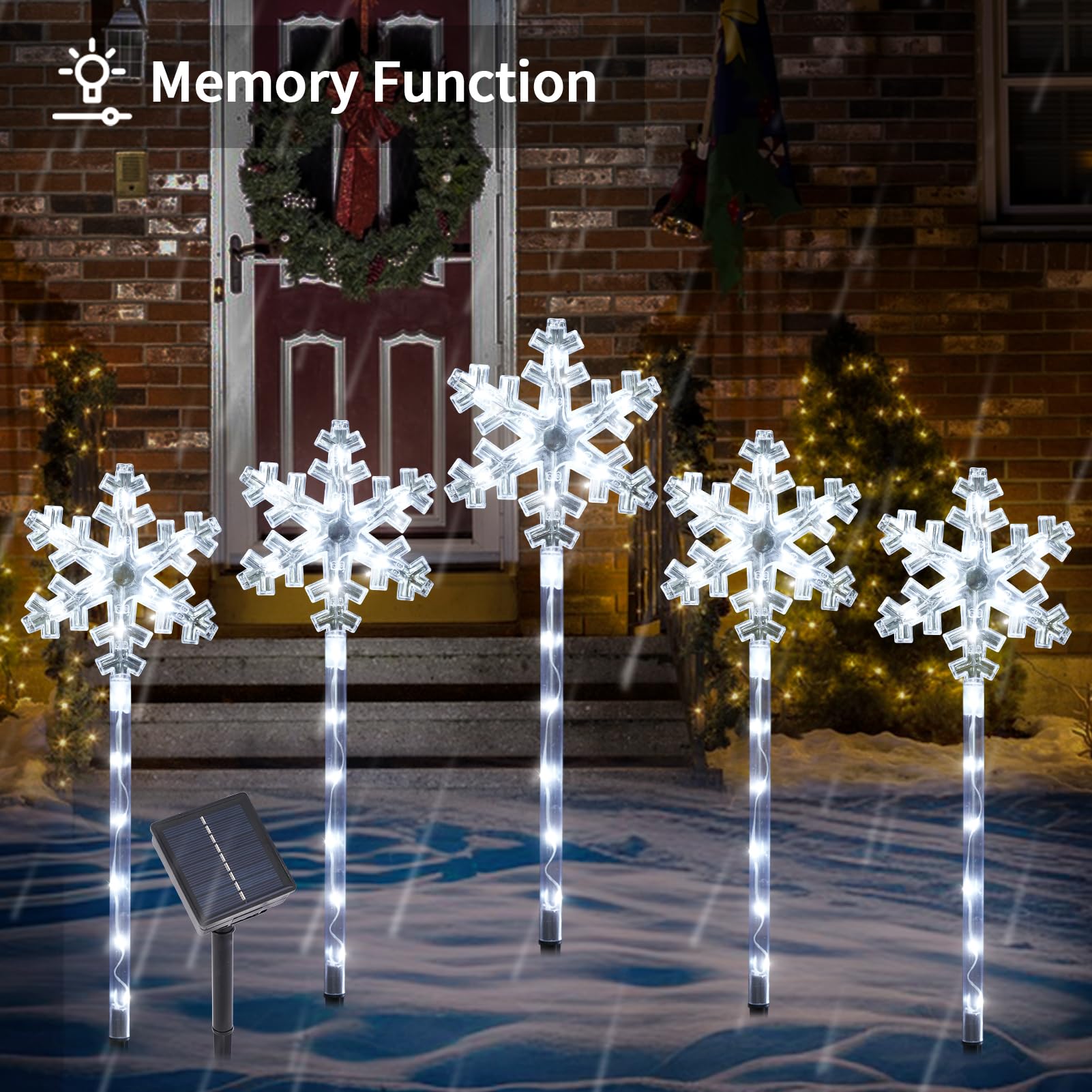 Solar Christmas Snowflake Pathway Lights, Set of 10 Outdoor Garden Lights Decorations,Waterproof Stake Decorative Light for Yard