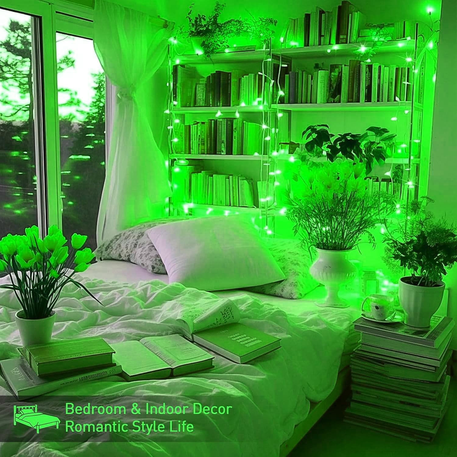 Fullbell St. Patrick'S Day Decorations Green Christmas Lights, 66Ft 200 Led Clear Wire For Christmas Tree Home Garden Indoor Out