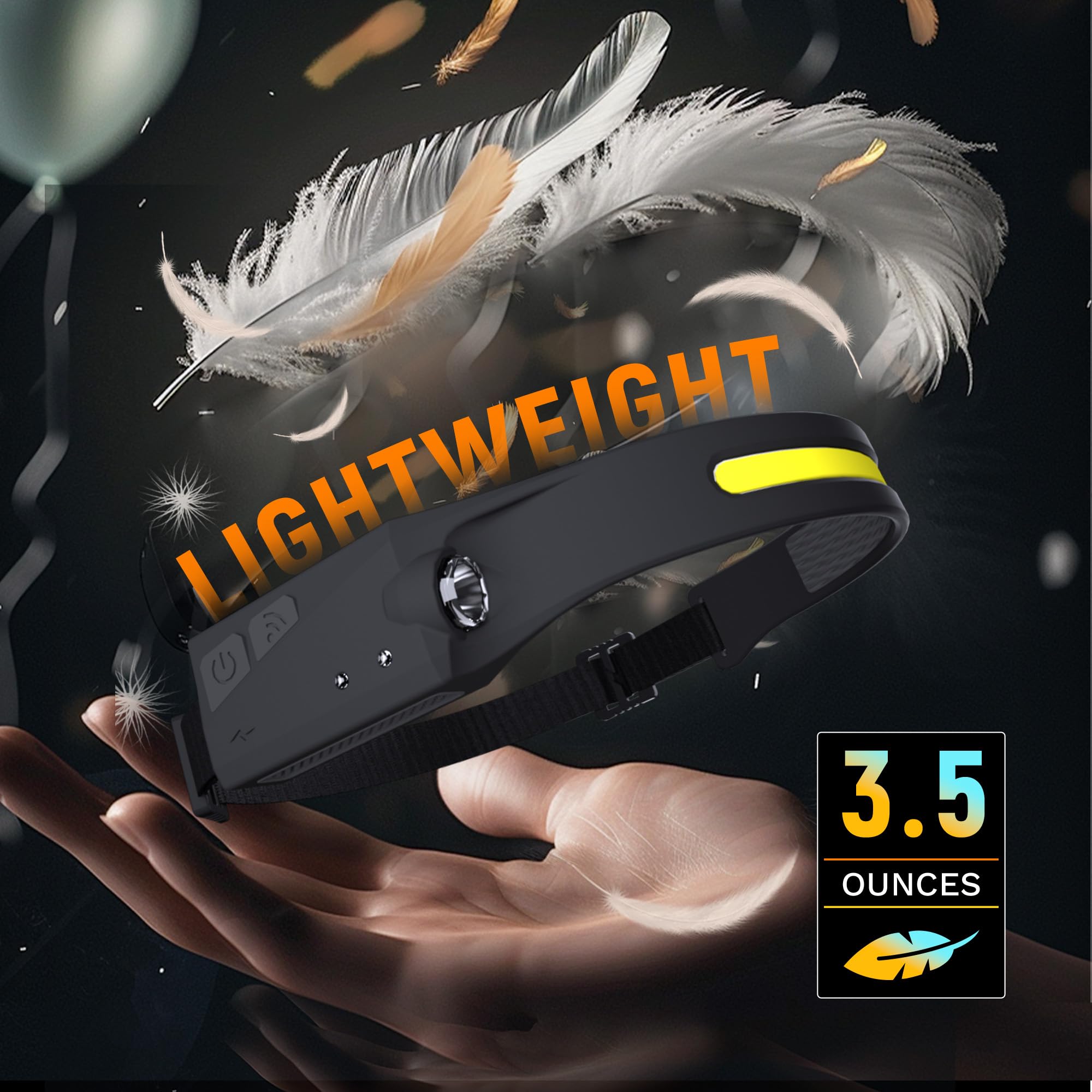 Headlamp Flashlight, 3Pack Rechargeable Led Headlamps 1200Lumens 2 Cob 230Wide Beam Headlight With Motion Sensor Bright 5 Modes