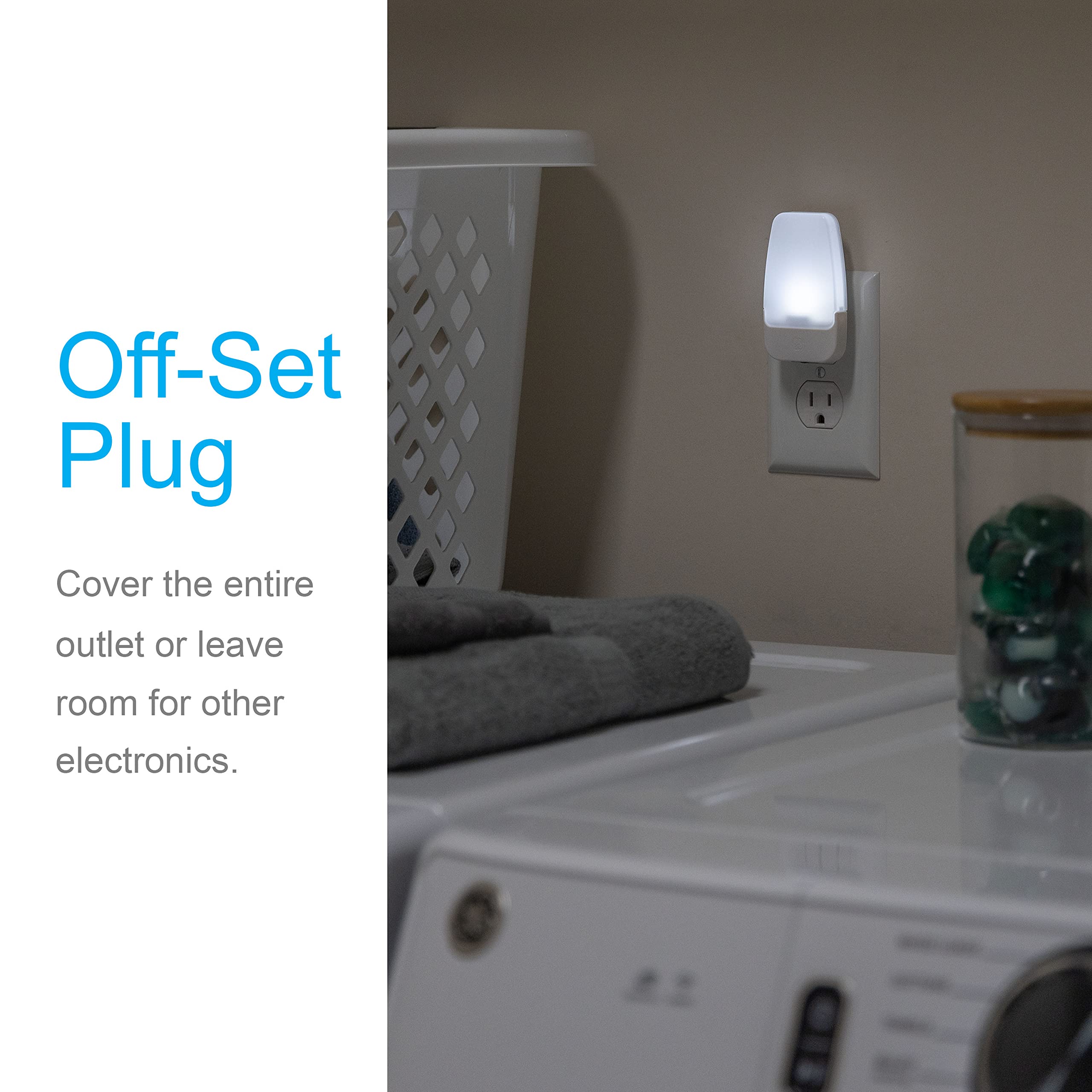 GE LED Night Light - Plug-in with Dusk to Dawn Sensor, 4 Pack, Cool White, Model 55992, UL-Certified, Energy Efficient