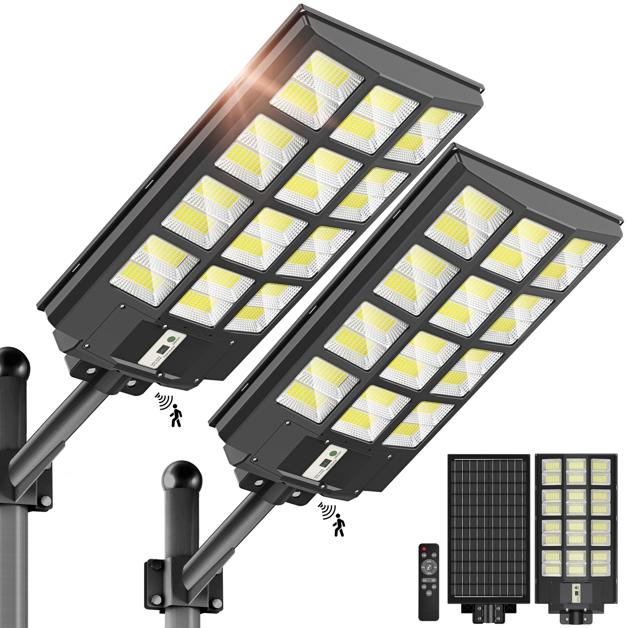 6000W Solar Street Lights Outdoor - 7000K Solar Lights Outdoor Waterproof Dusk to Dawn, Commercial Solar Parking Lot Lights with