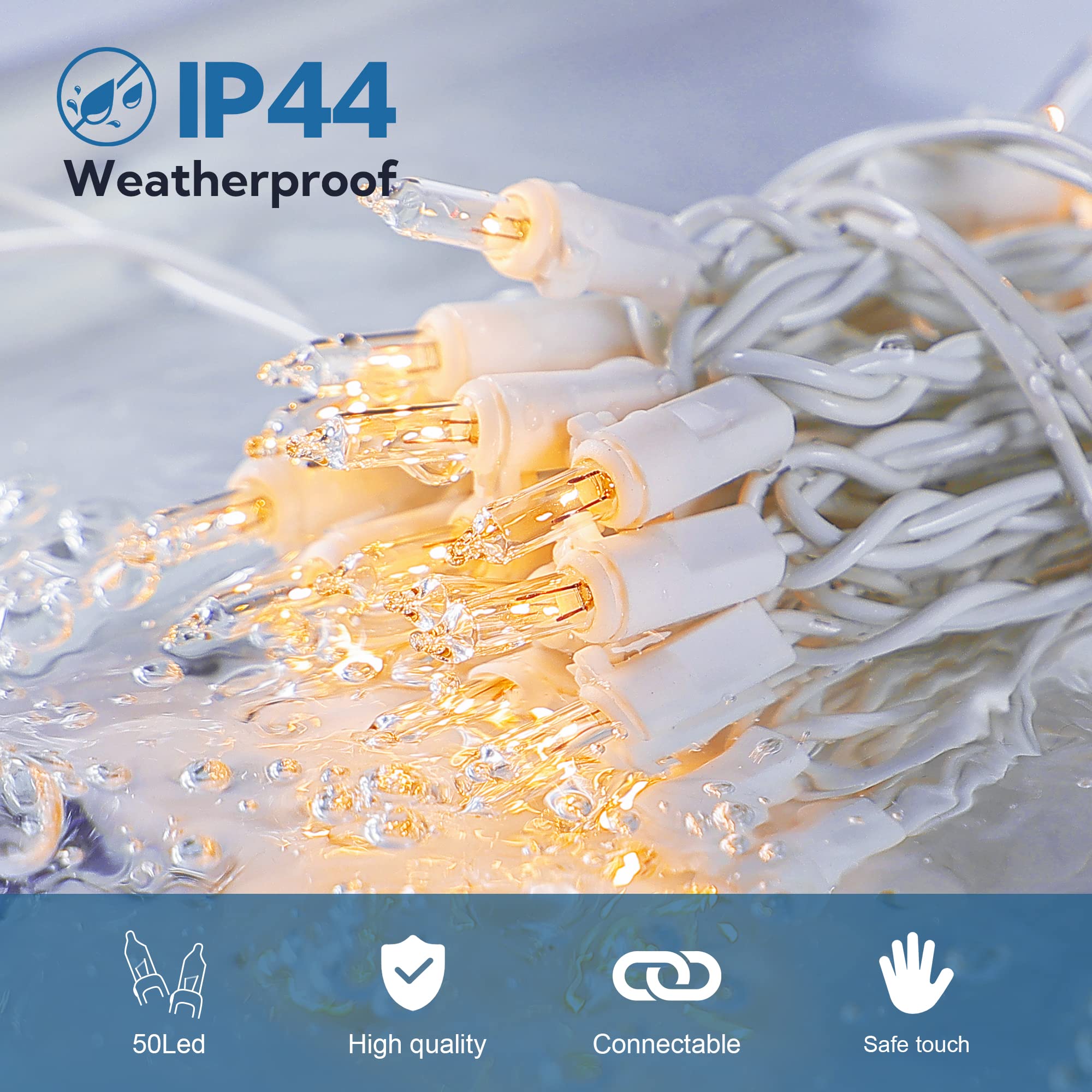 Mimigogo 50Ct Clear Christmas Lights, 13Ft Warm White Mini String Lights For Indoor Decor