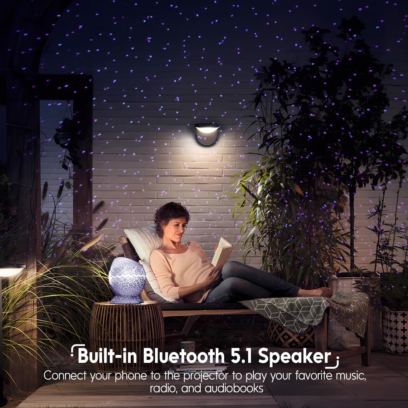 Rossetta Star Projector, Galaxy Light Projector White Noise Bluetooth Speaker With Remote Control, Aurora Projector Starry Night