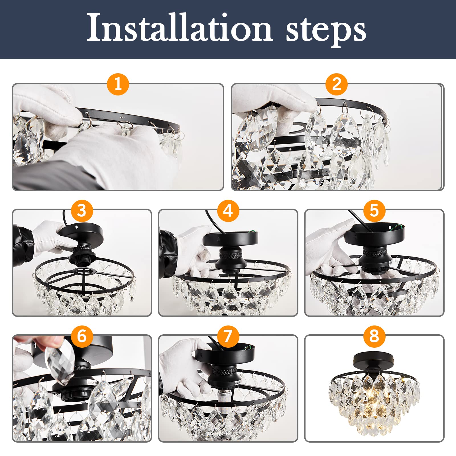 Yyjlx Crystal Chandelier,Modern Semi Flush Mount Small Ceiling Light Oil Rubbed Bronze,Mini E26 Ceiling Lamp For Hallway Bedroom