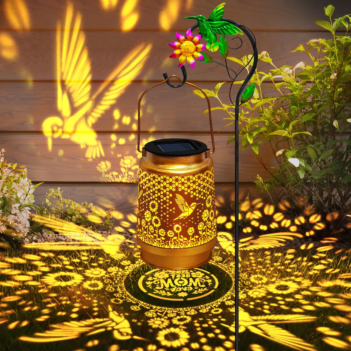 Solar Lanterns Outdoor Waterproof Hummingbird Hanging Solar Lights,Sunflower Garden Decor,Hummingbird Gifts For Mom Women Grandm