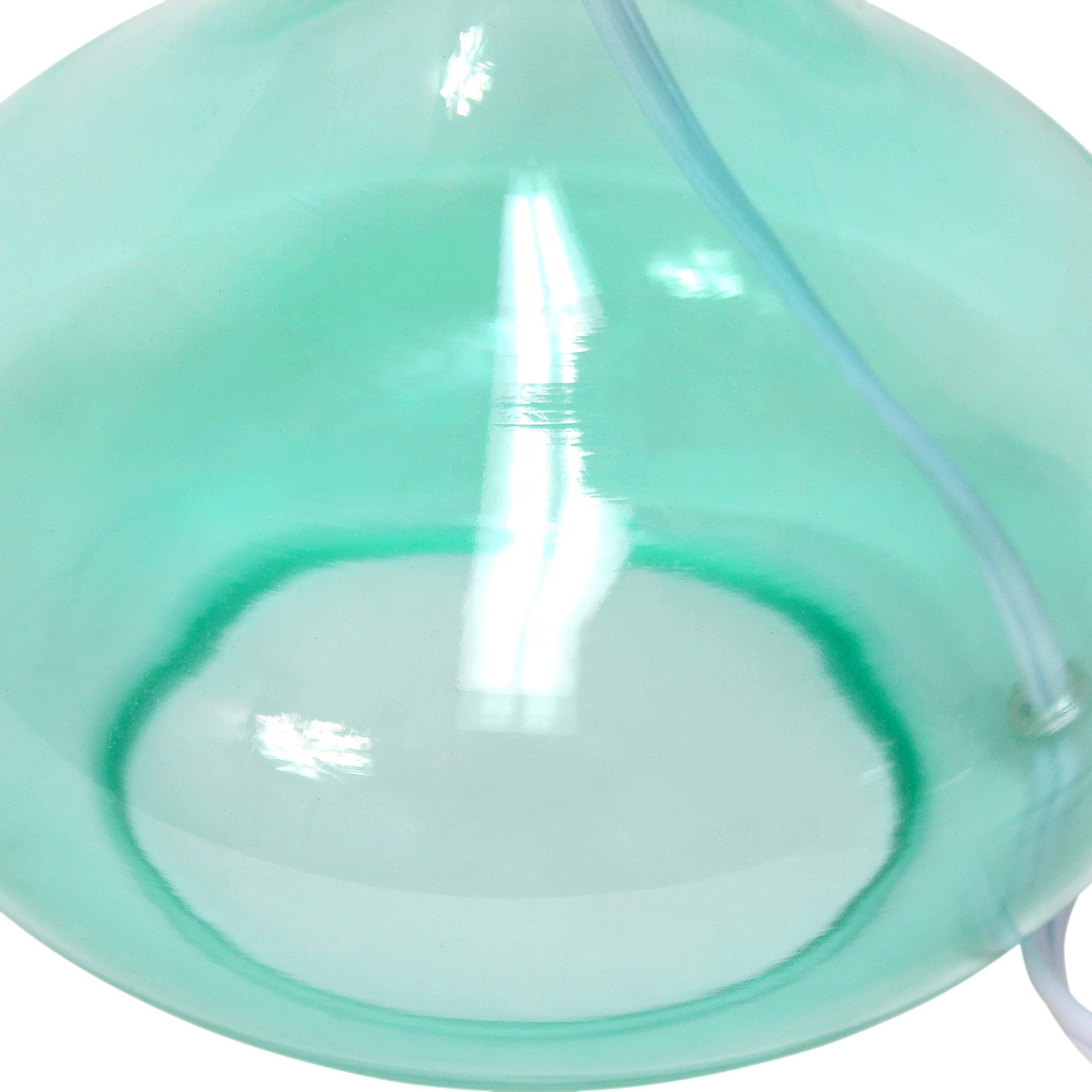 Simple Designs LT2063-AOW Small Glass Raindrop Bedside Table Lamp with White Fabric Shade  Aqua