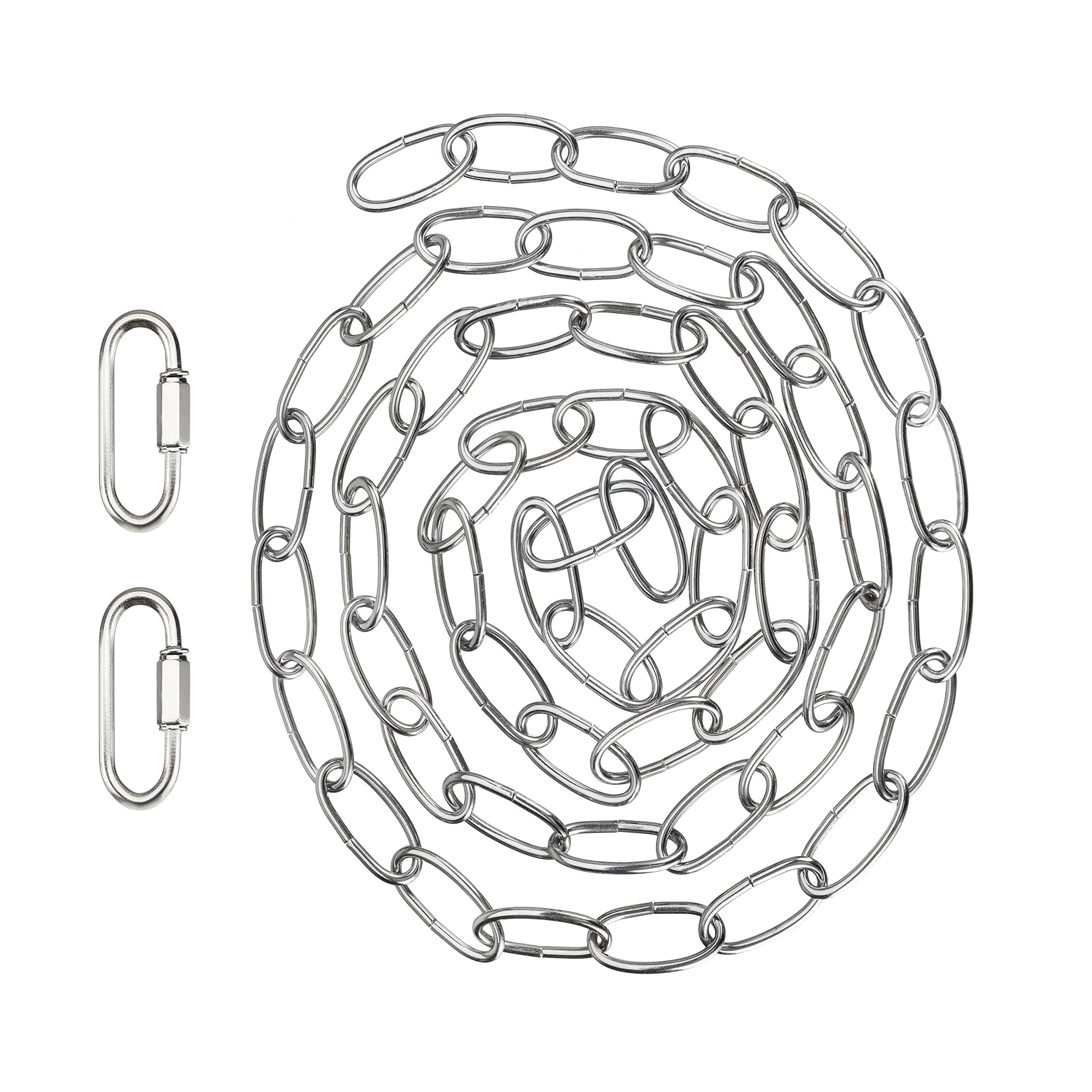 Aspen Creative 21108-71, Steel 6 Feet Heavy Duty Chain & Quick Link Connector For Hanging Up Maximum Weight 40 Pounds In Chrome, 11 Gauge/6 Feet