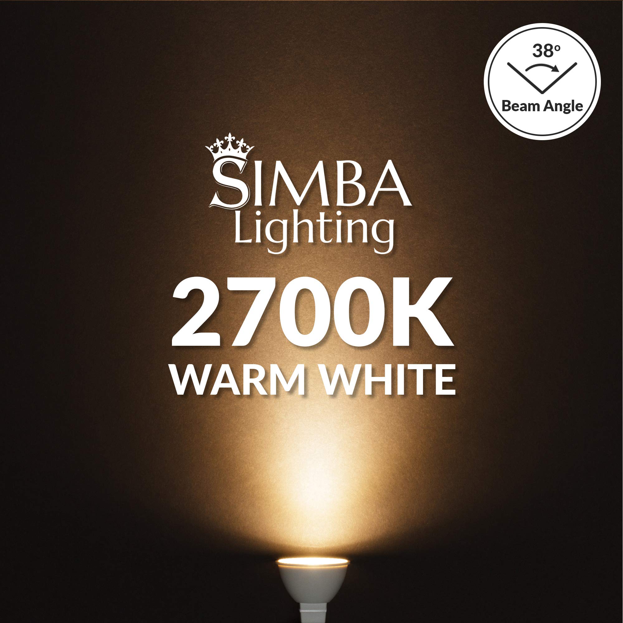 Simba Lighting LED MR16 3.5W Light Bulb, 10 Pack, 2700K Warm White, GU5.3 Bipin Base, Non-Dimmable, Halogen
