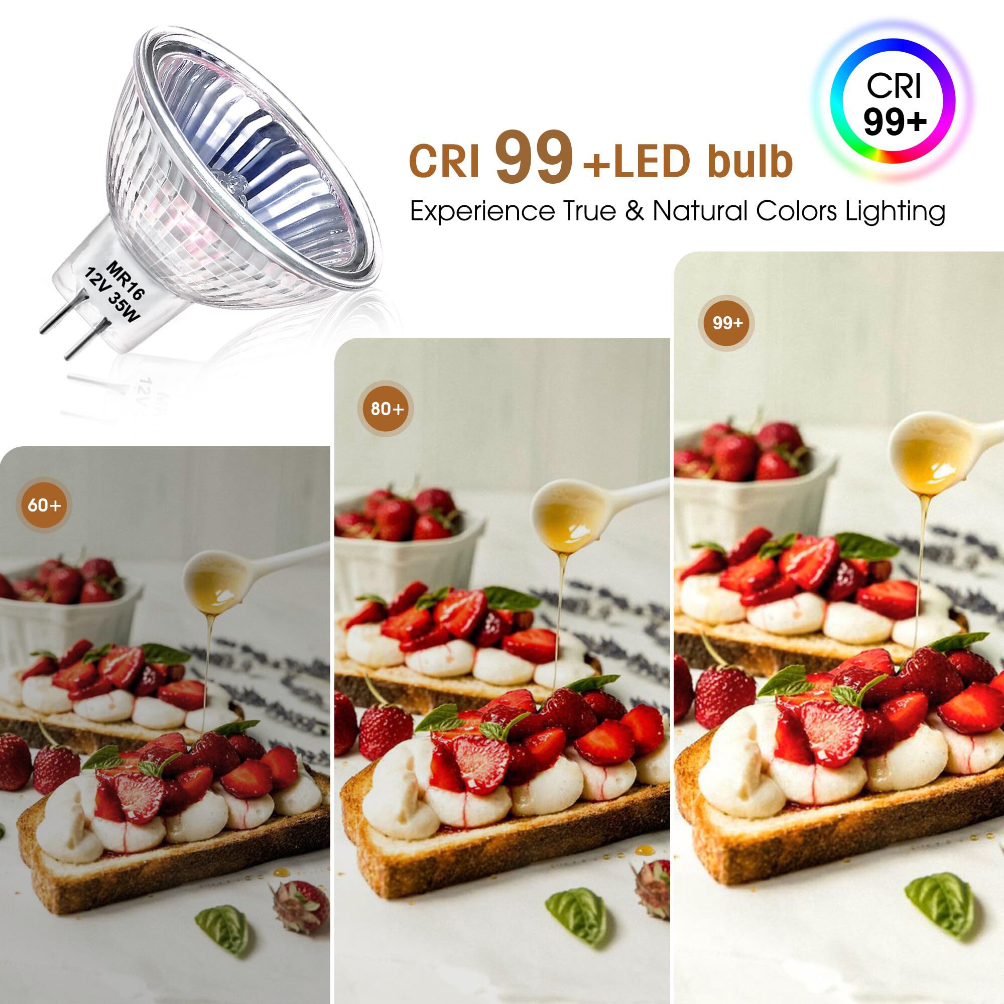 Flaspar 6 Pack MR16 Halogen Bulb 50W 12V Dimmable Warm White 2800K GU5.3 Base Clear Glass Cover for Landscape & Track Lights