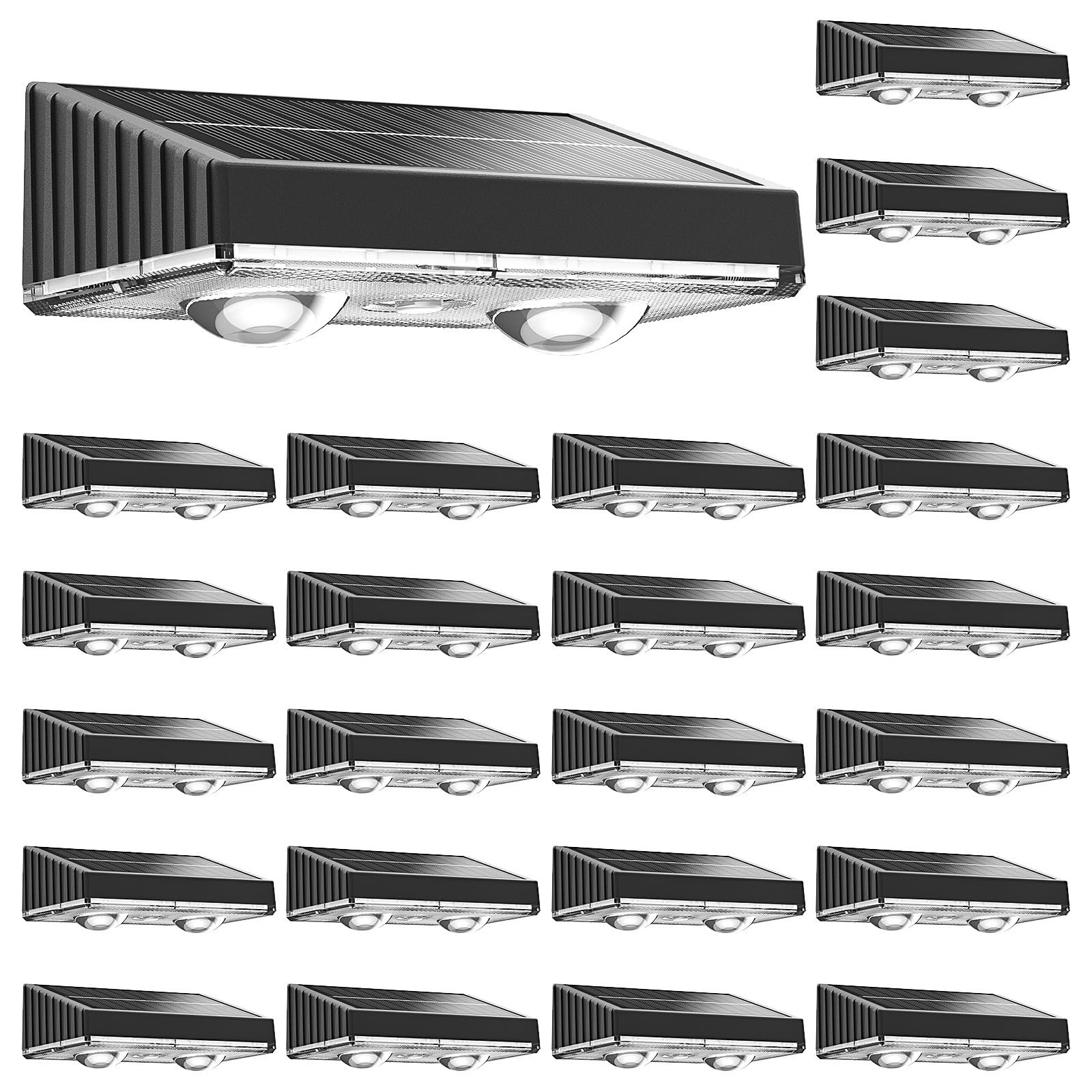 NIORSUN Solar Fence Lights 24 Pack Deck Light Led Lights Warm White Outdoor Wall Lights IP45 Solar Powered Light Waterproof for Backyard/Pool/Railing/Patio/Porch/Step/Outside/Garden (Black)