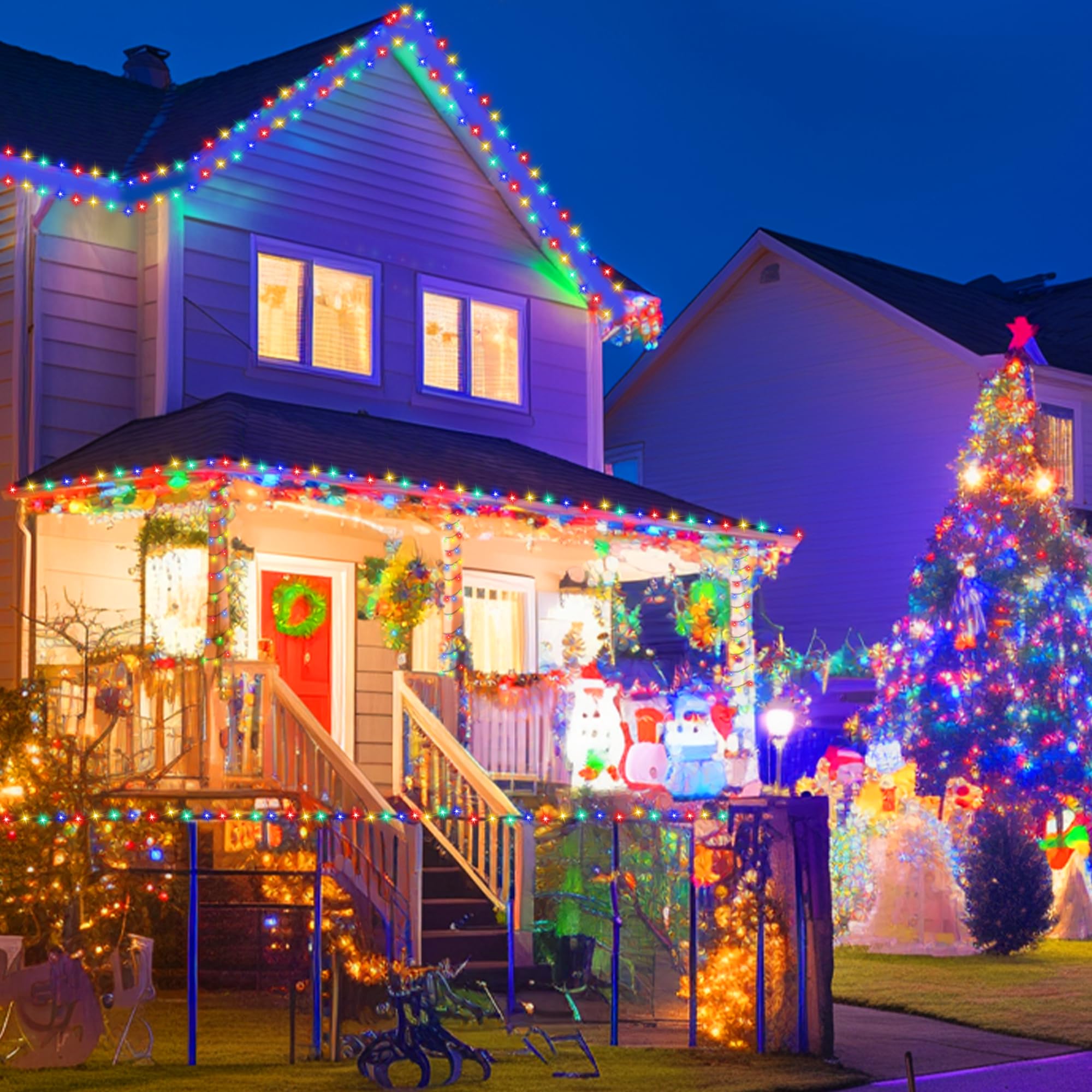 Kwaiffeo Christmas Tree Lights, 100Ft 300Led Multi Colored Christmas Lights, 8 Modes Connectable Colored Lights For Xmas Hallowe