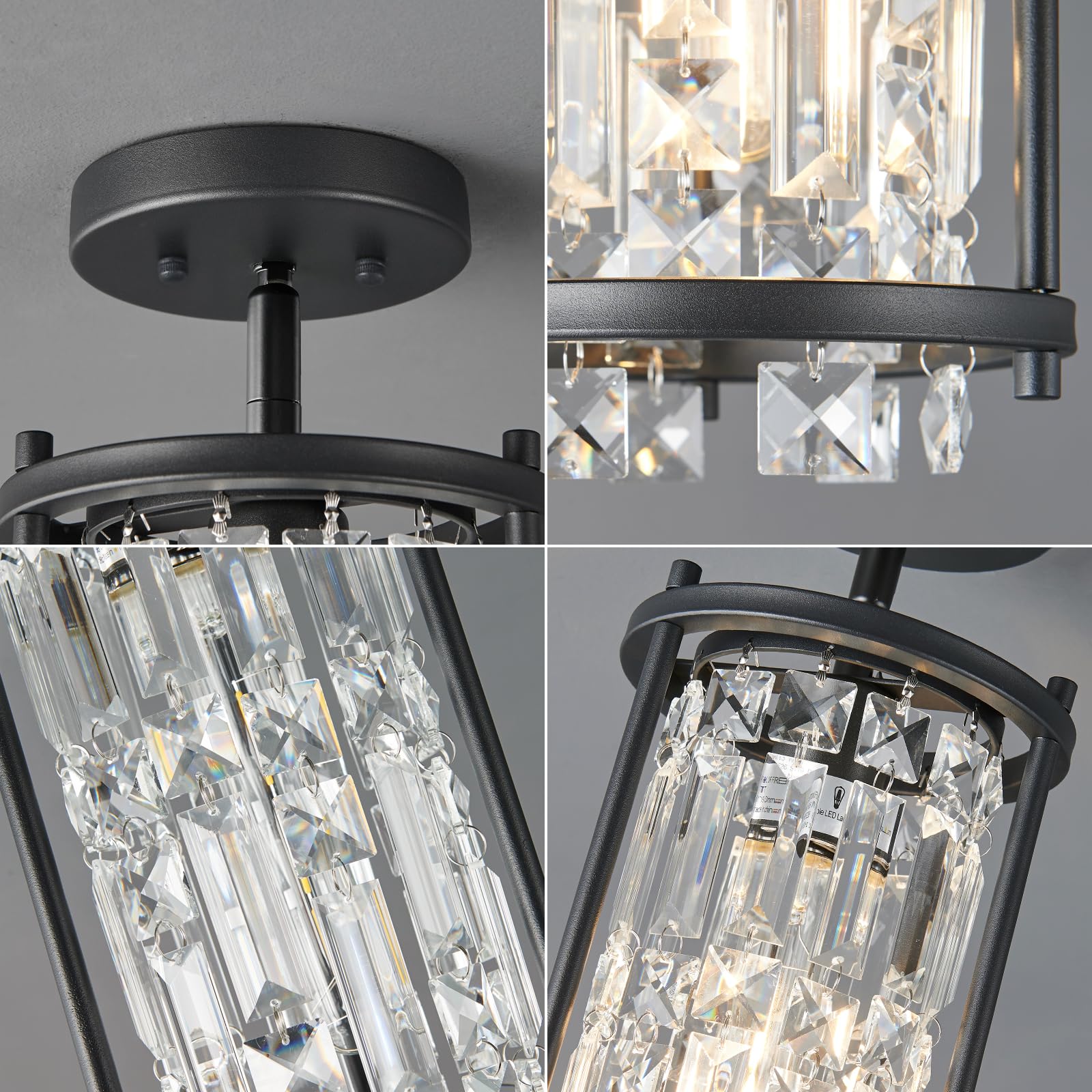 Lmqnine Black Kitchen Island Chandelier, Industrial Round 1-Light Pendant Light Fixture