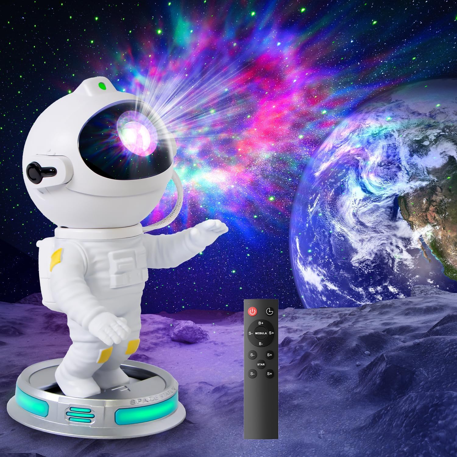 Tunpahcon Astronaut Galaxy Projector Starry Sky Night Light with Nebula, Remote Control Colorful Changing Ceiling Projector, Sui