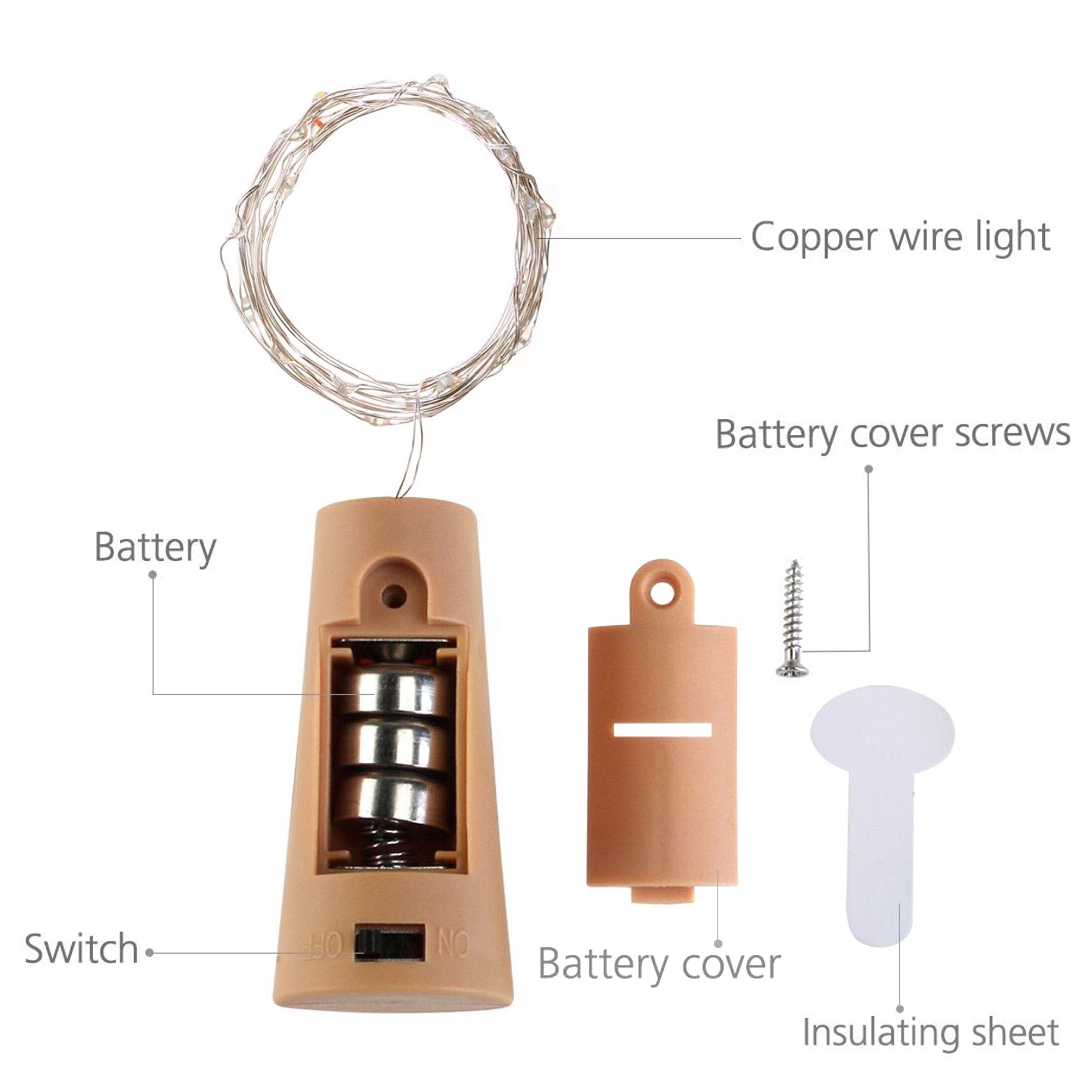 Lovenite Wine Bottle Lights With Cork, 10 Pack Battery Operated Led Cork Shape Silver Copper Wire Colorful Fairy Mini String Lights For Diy, Party, Decor, Christmas, Halloween,Wedding (Cool White)